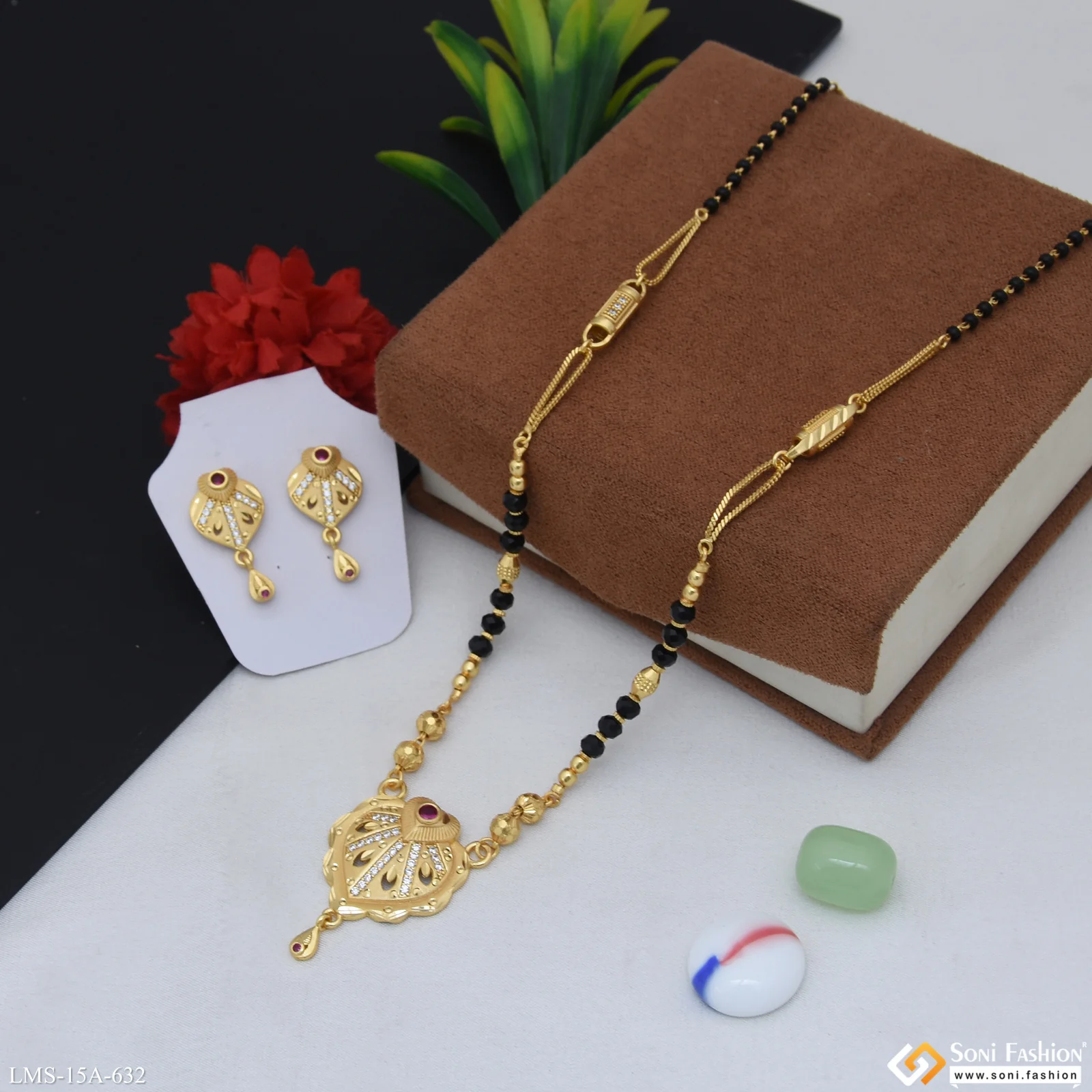 Designer Gold Plated Mangalsutra Set for Women - Style A632 - Image 5