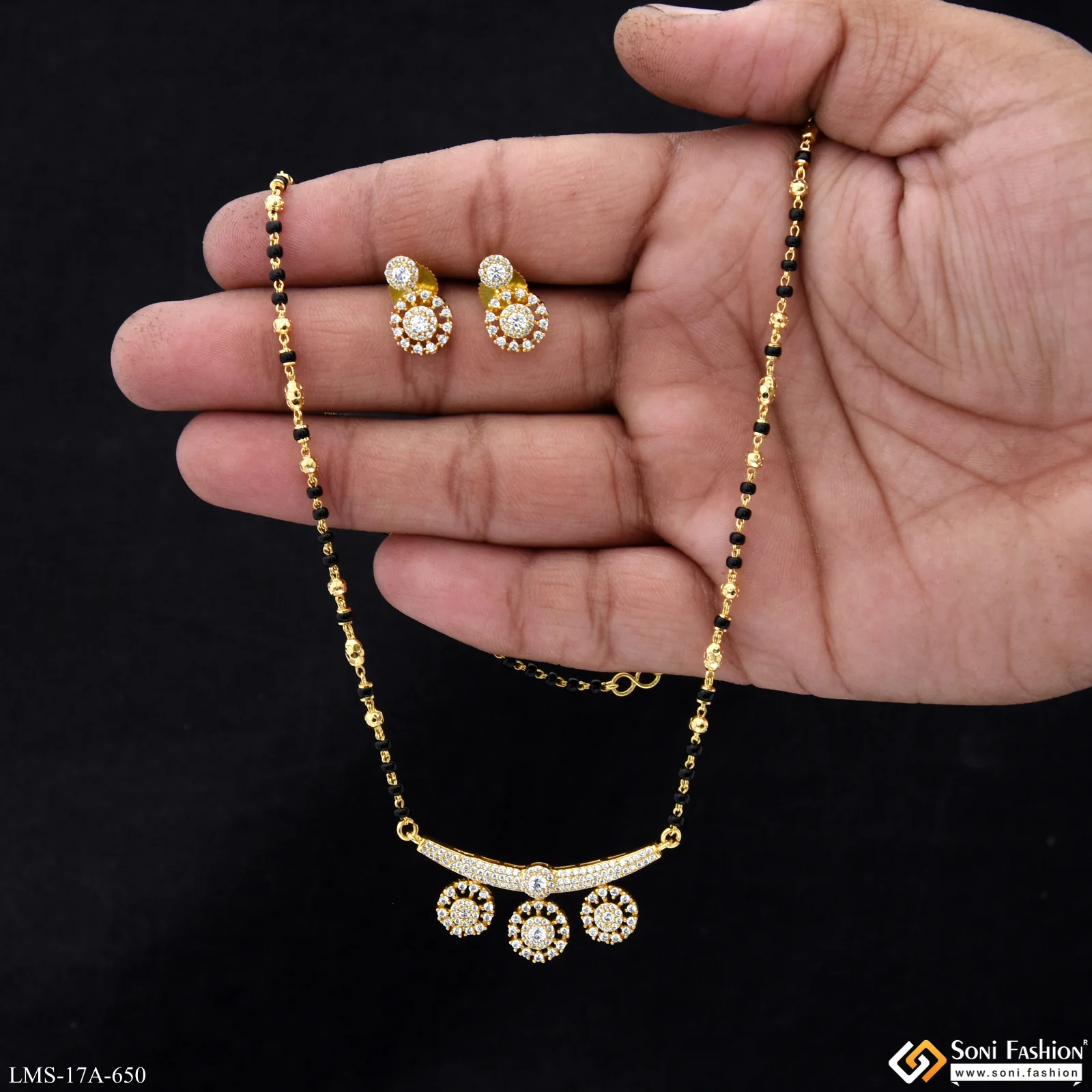 Designer Gold Plated Mangalsutra Set for Women - Style A650 - Image 2