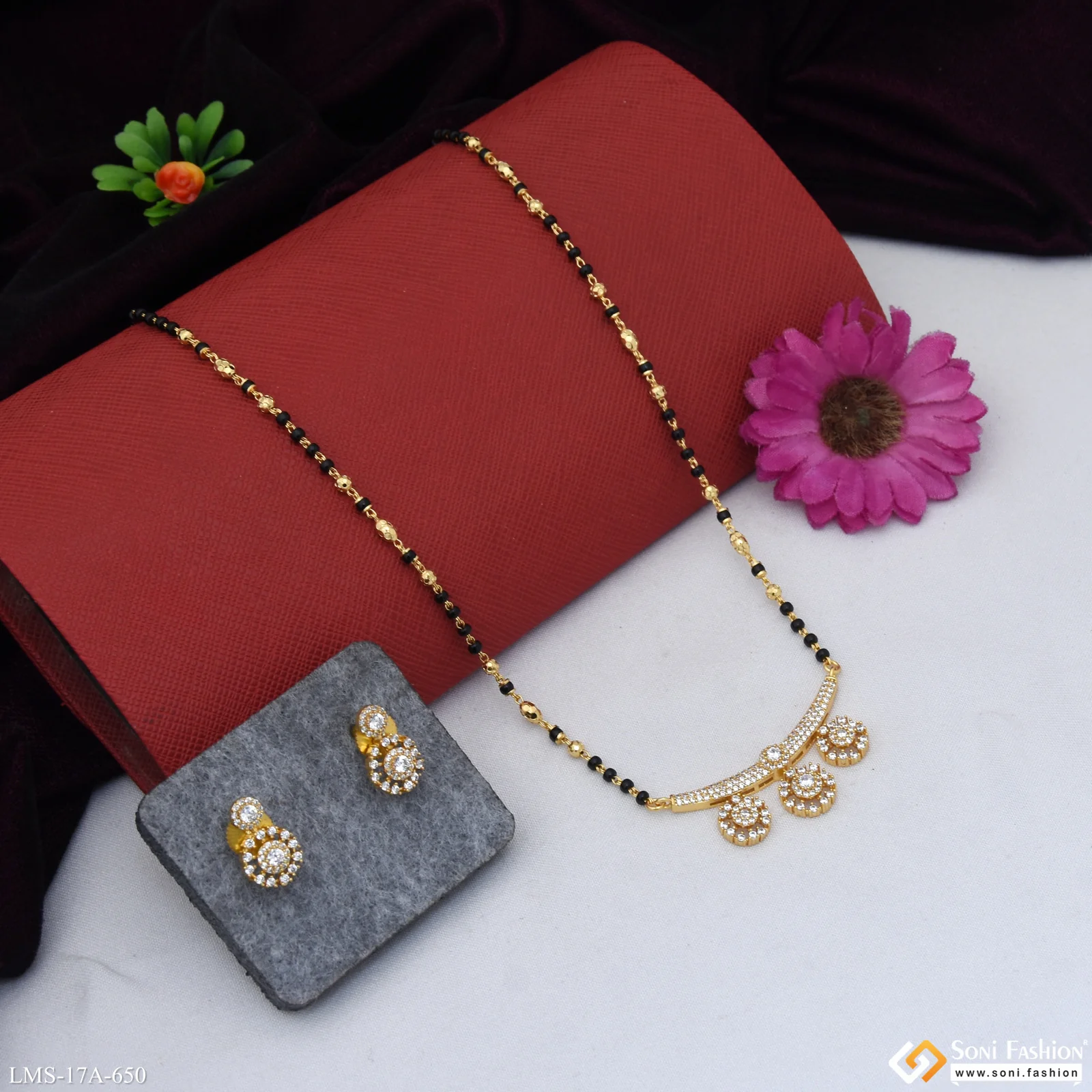 Designer Gold Plated Mangalsutra Set for Women - Style A650 - Image 3