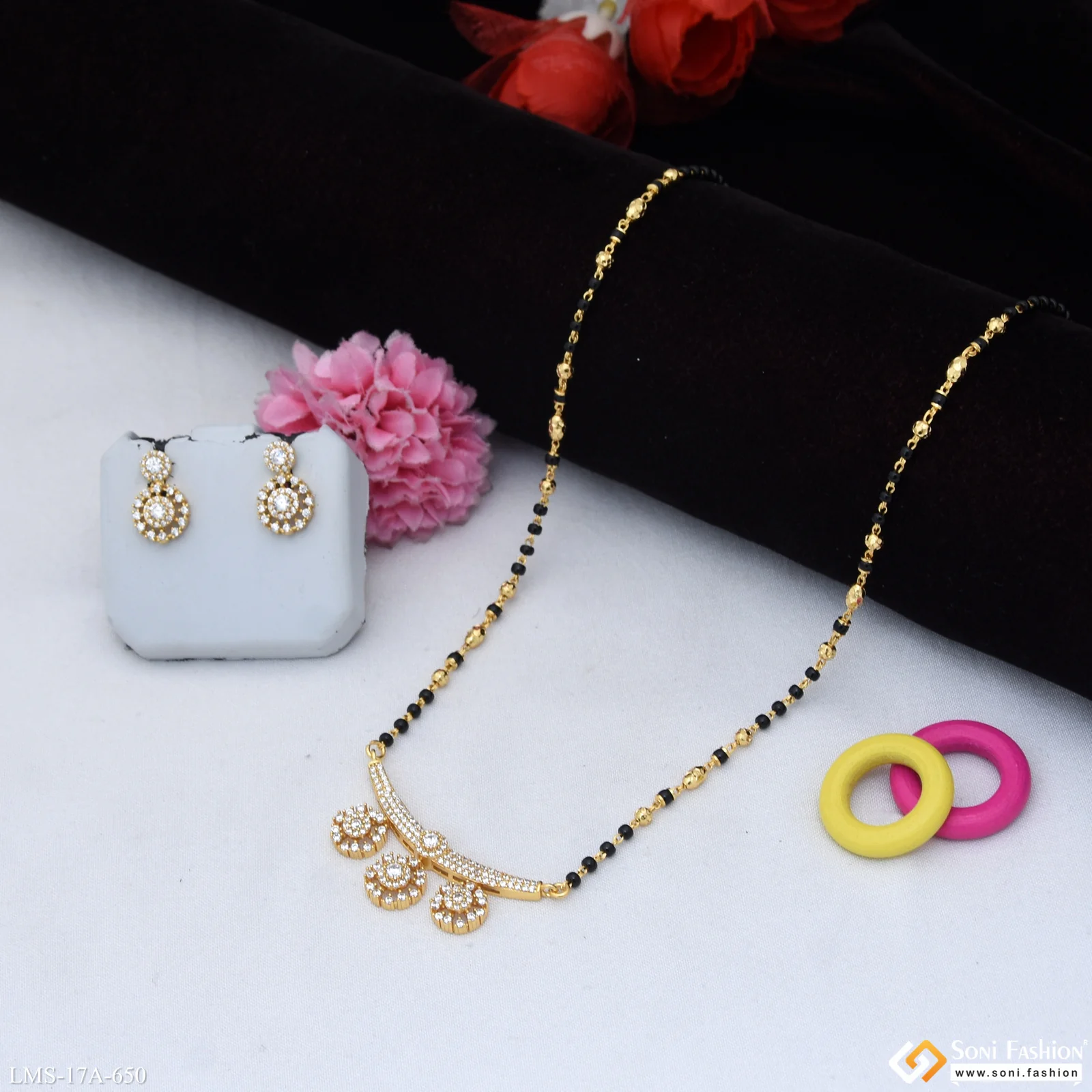 Designer Gold Plated Mangalsutra Set for Women - Style A650 - Image 4