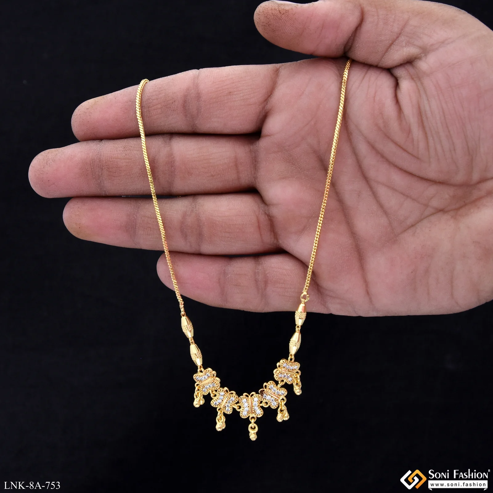 Designer Gold Plated Necklace for Ladies - Style A753 - Image 2