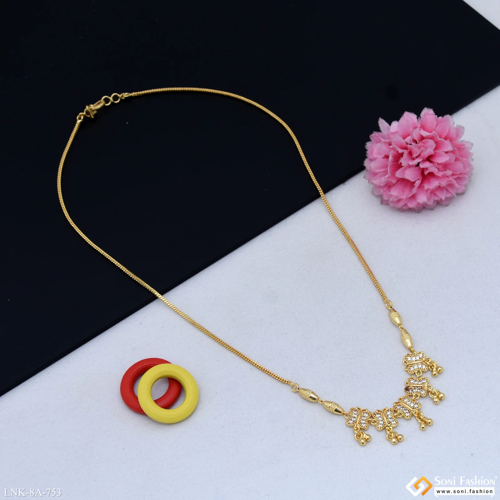 Designer Gold Plated Necklace for Ladies - Style A753 - Image 4