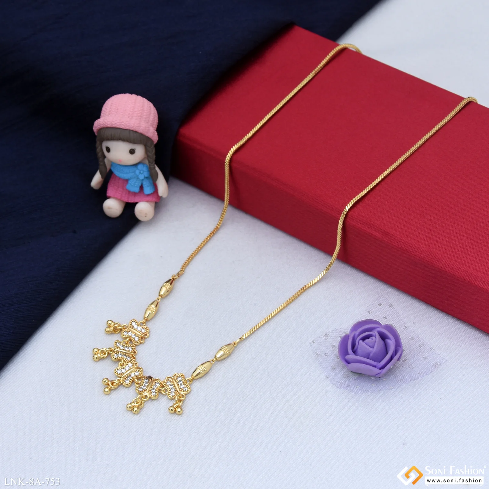 Designer Gold Plated Necklace for Ladies - Style A753 - Image 5