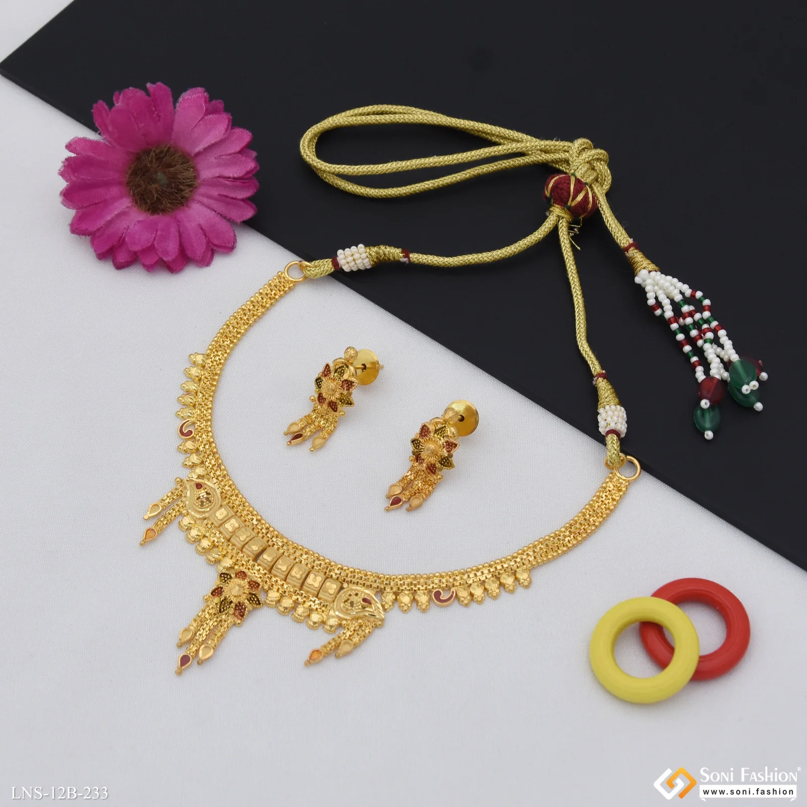 Designer Gold Plated Necklace Set for Women - Style B233 - Image 3