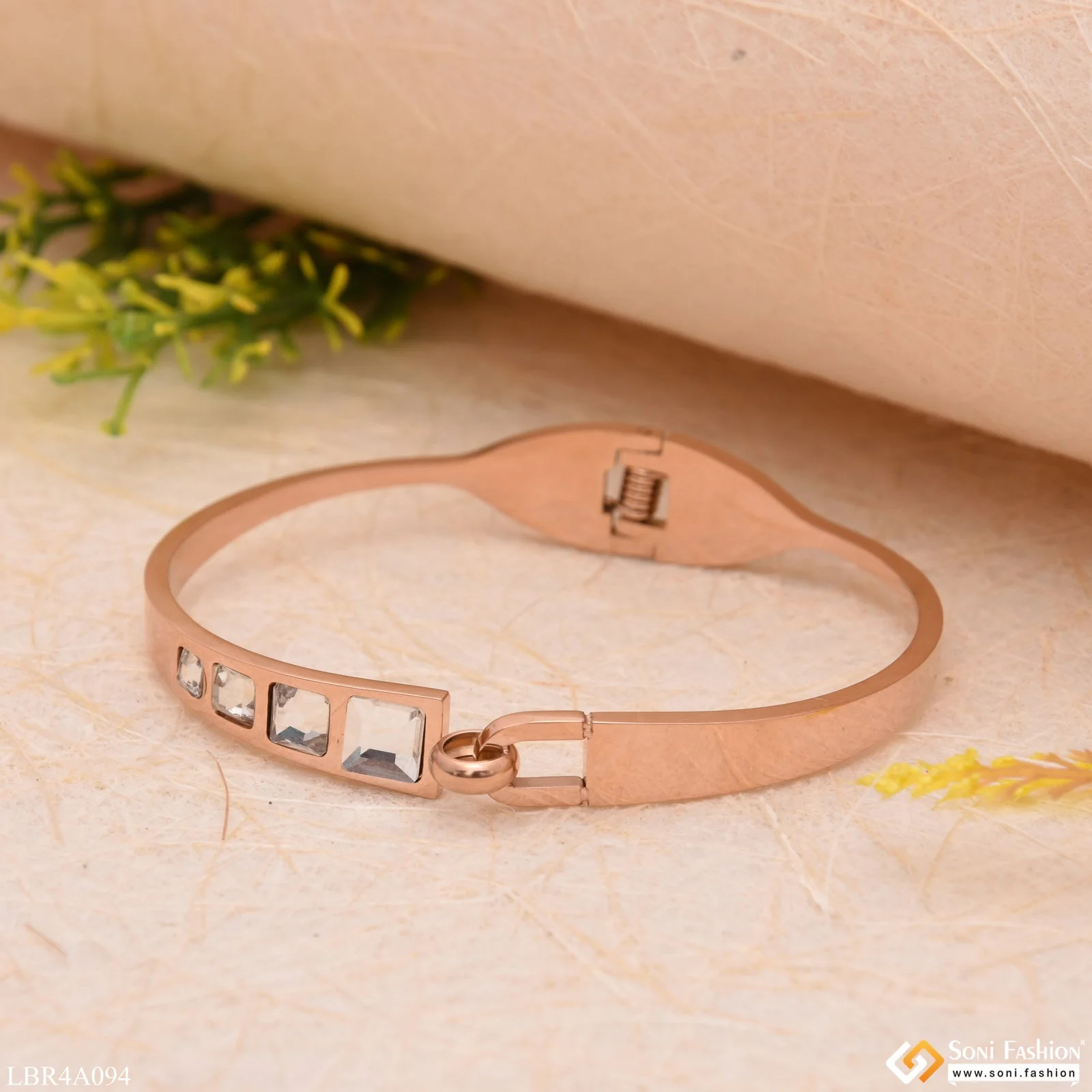 Diamond Chic Design Rose Gold Bracelet For Women & Girls - Style Lbra094 - Image 3