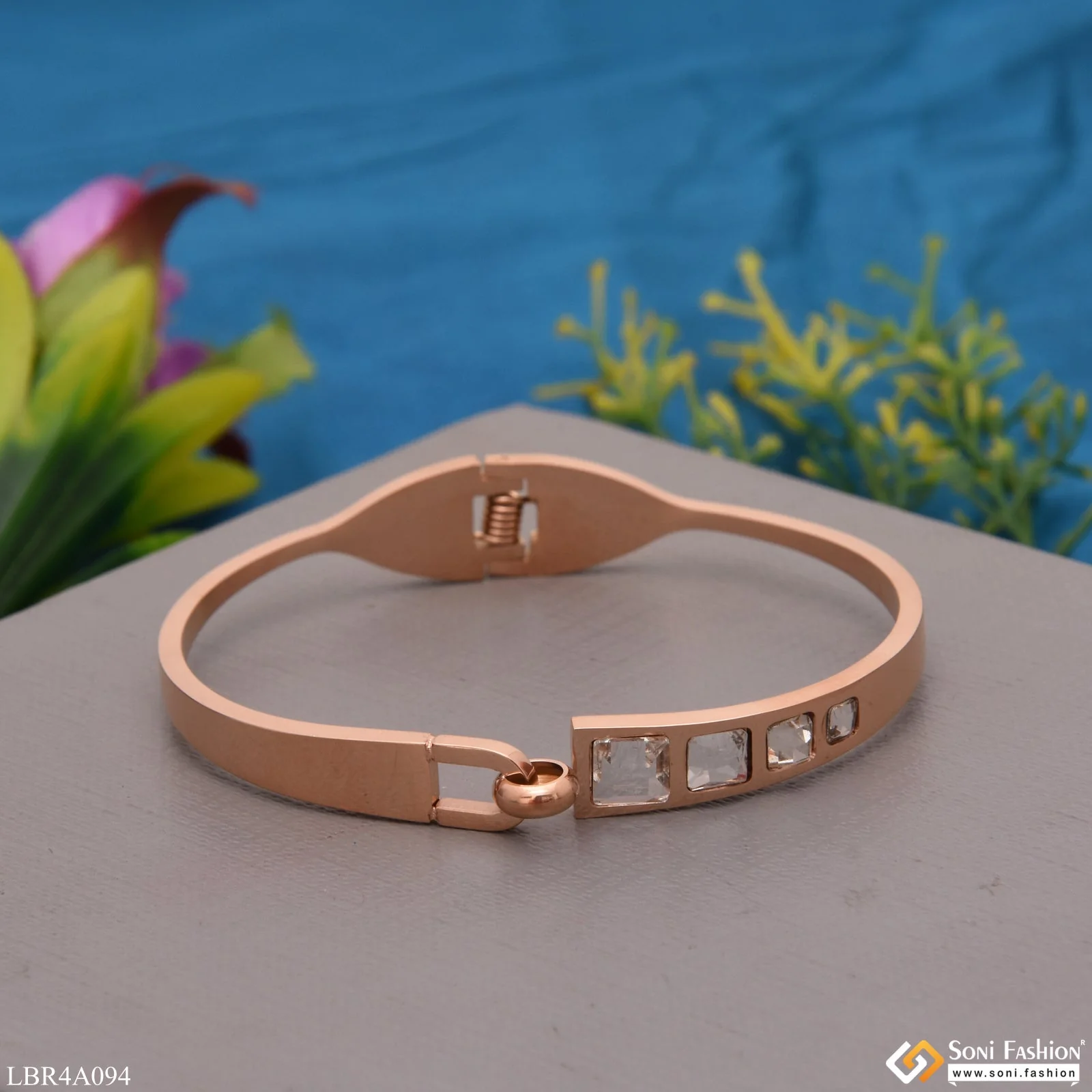 Diamond Chic Design Rose Gold Bracelet For Women & Girls - Style Lbra094 - Image 4