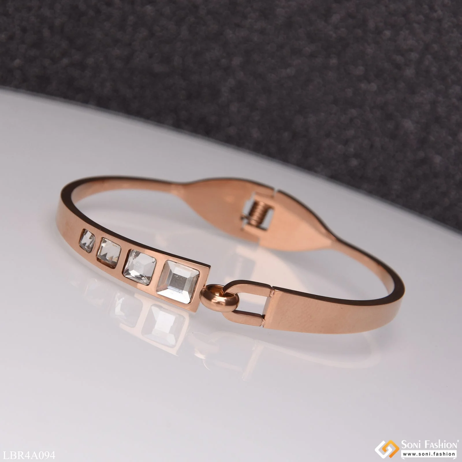 Diamond Chic Design Rose Gold Bracelet For Women & Girls - Style Lbra094 - Image 5