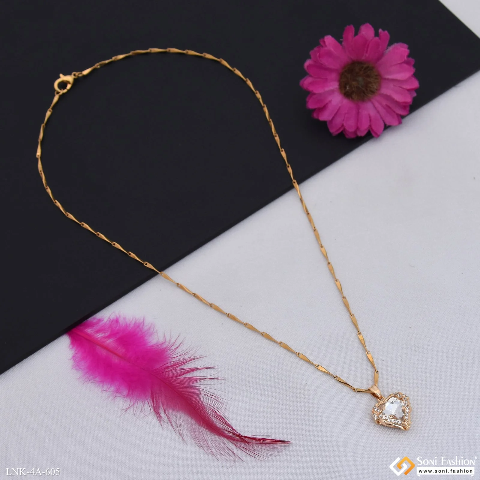 Diamond Heart Pendant With Chain for Ladies - Style A605
