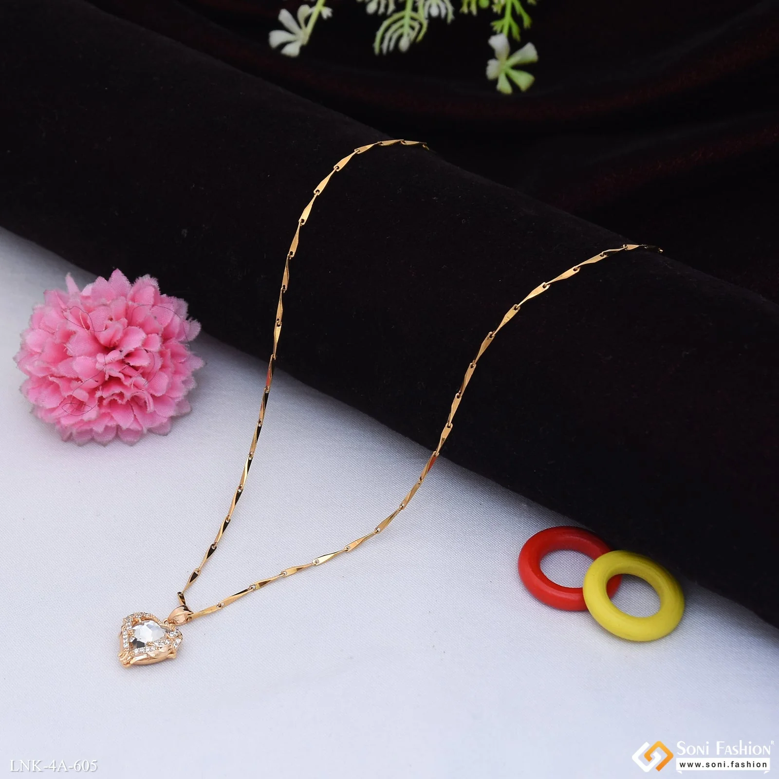 Diamond Heart Pendant With Chain for Ladies - Style A605 - Image 4