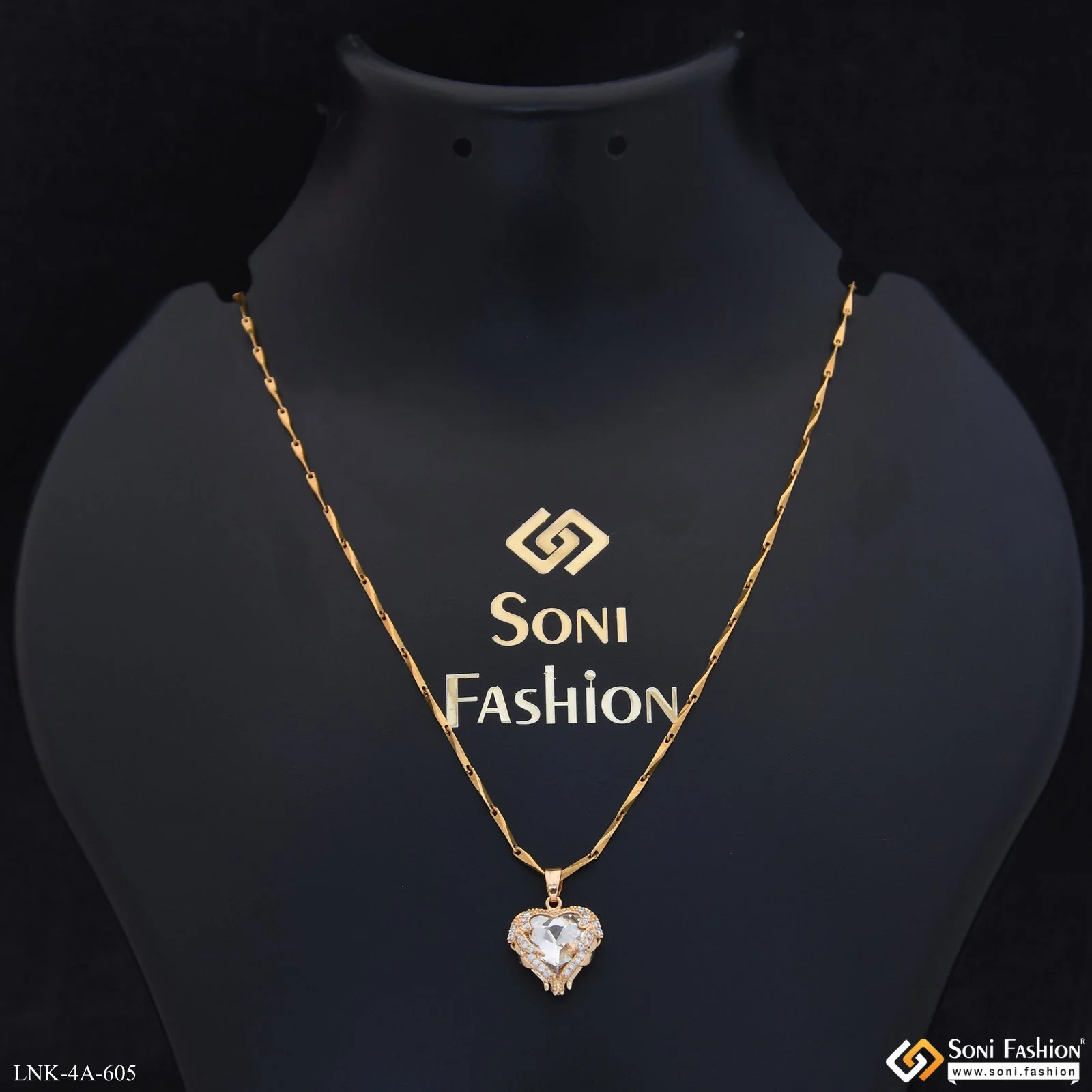 Diamond Heart Pendant With Chain for Ladies - Style A605 - Image 5