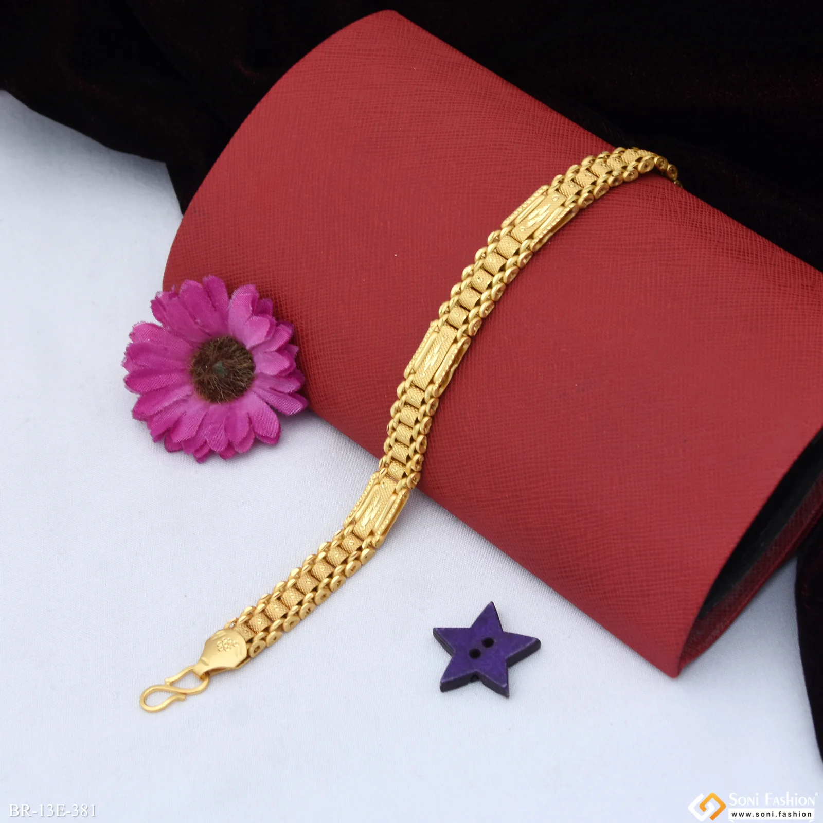 Dilicate Design Gold Plated Box Bracelet for Men - Style E381 - Image 2