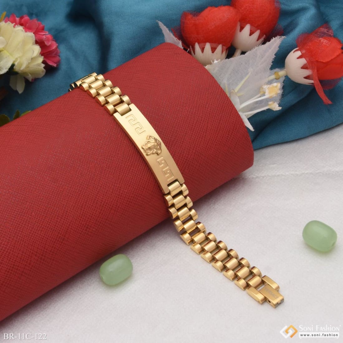 Distinctive Design Best Quality Black & Golden Color Bracelet For Men - Style C122 - Image 4