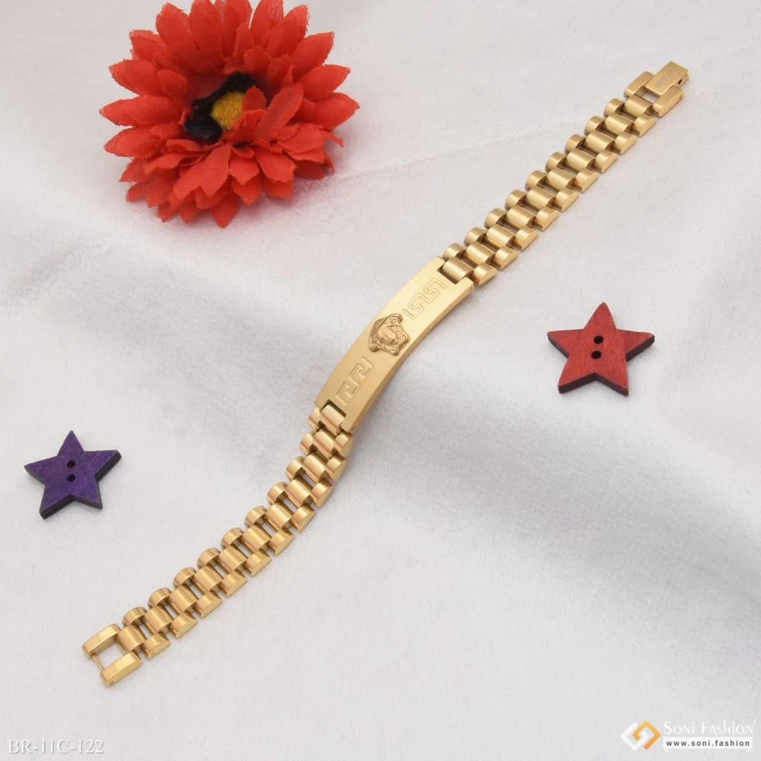 Distinctive Design Best Quality Black & Golden Color Bracelet For Men - Style C122 - Image 5