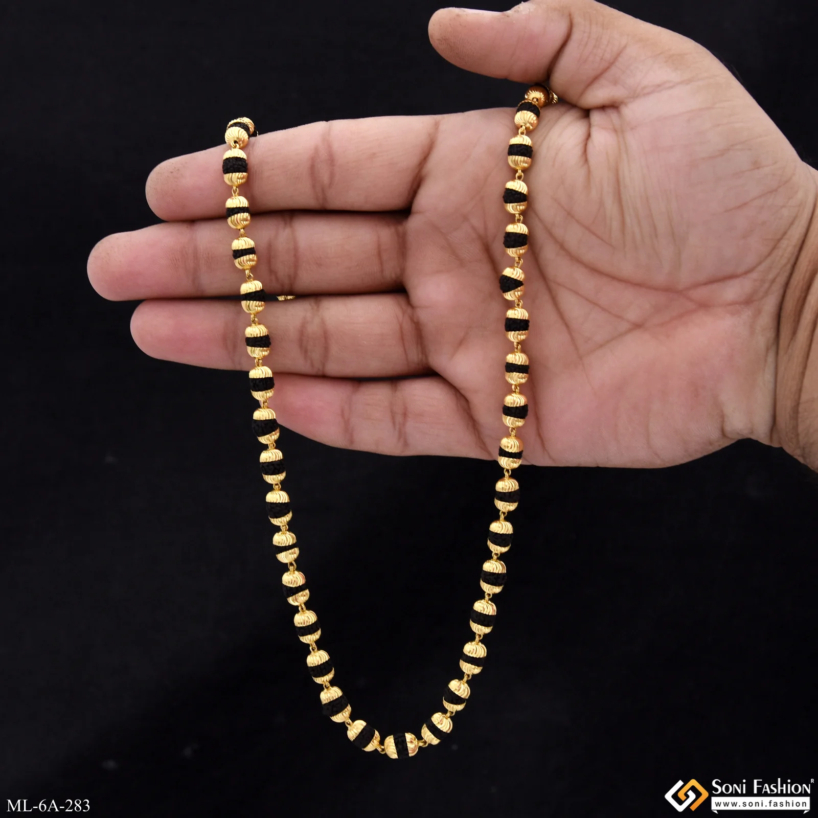 Distinctive Design Best Quality Gold Plated Rudraksha Mala for Men - Style A283 - Image 6