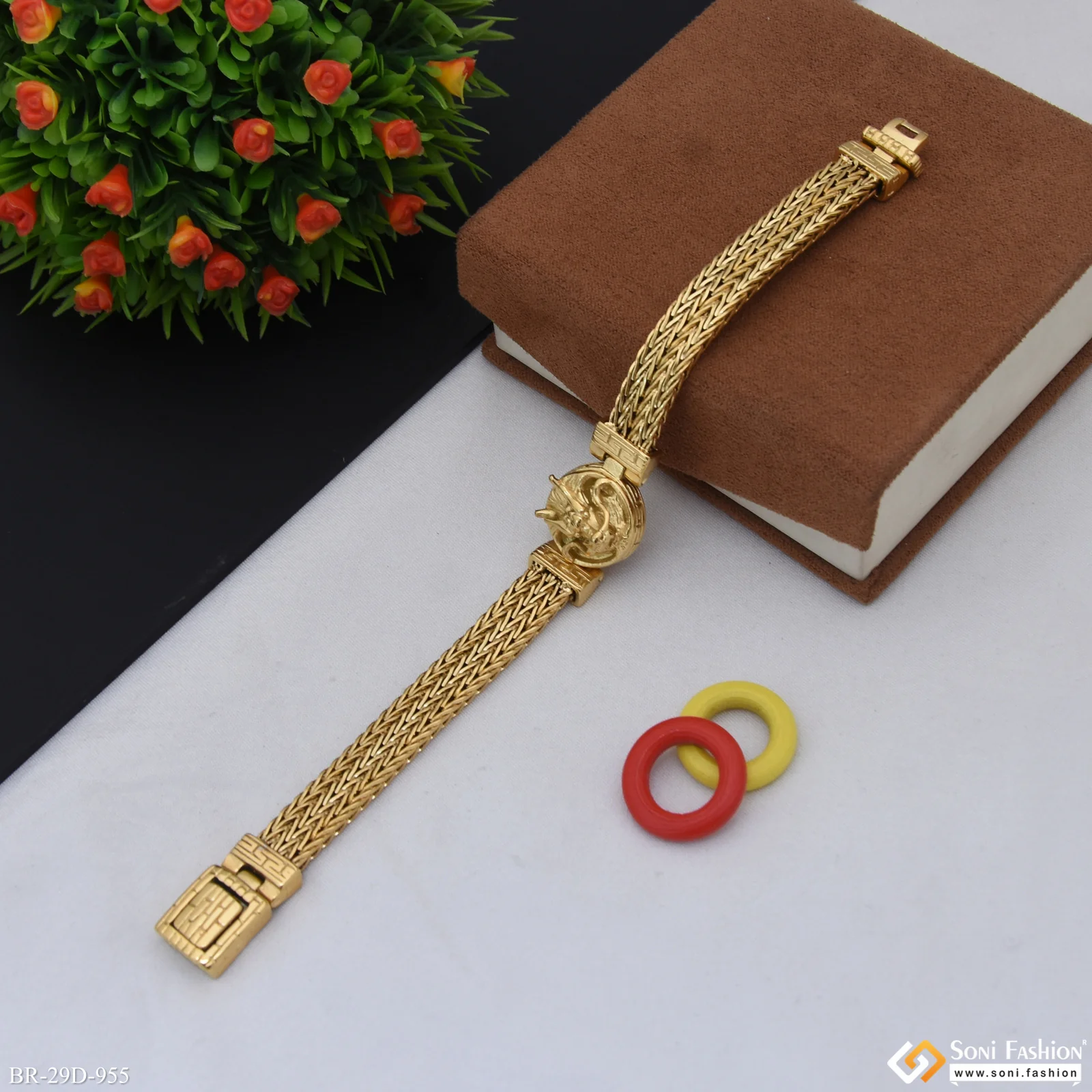 Dragon Face Golden Color Stainless Steel Bracelet for Men - Style D955 - Image 4