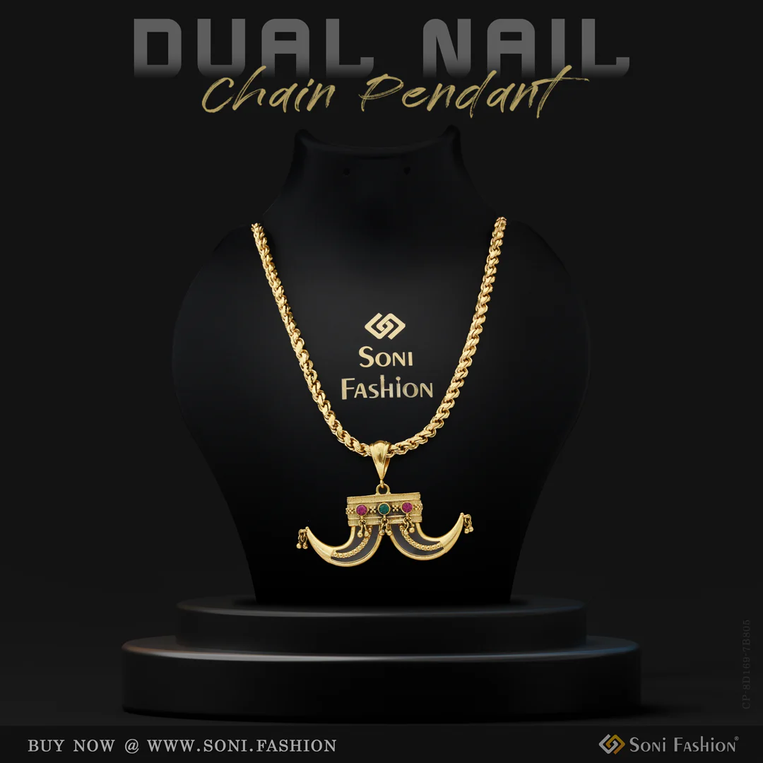 Dual Funky Design 18k Gold Plated Pendant With Chain for Men (CP-D169-B805)