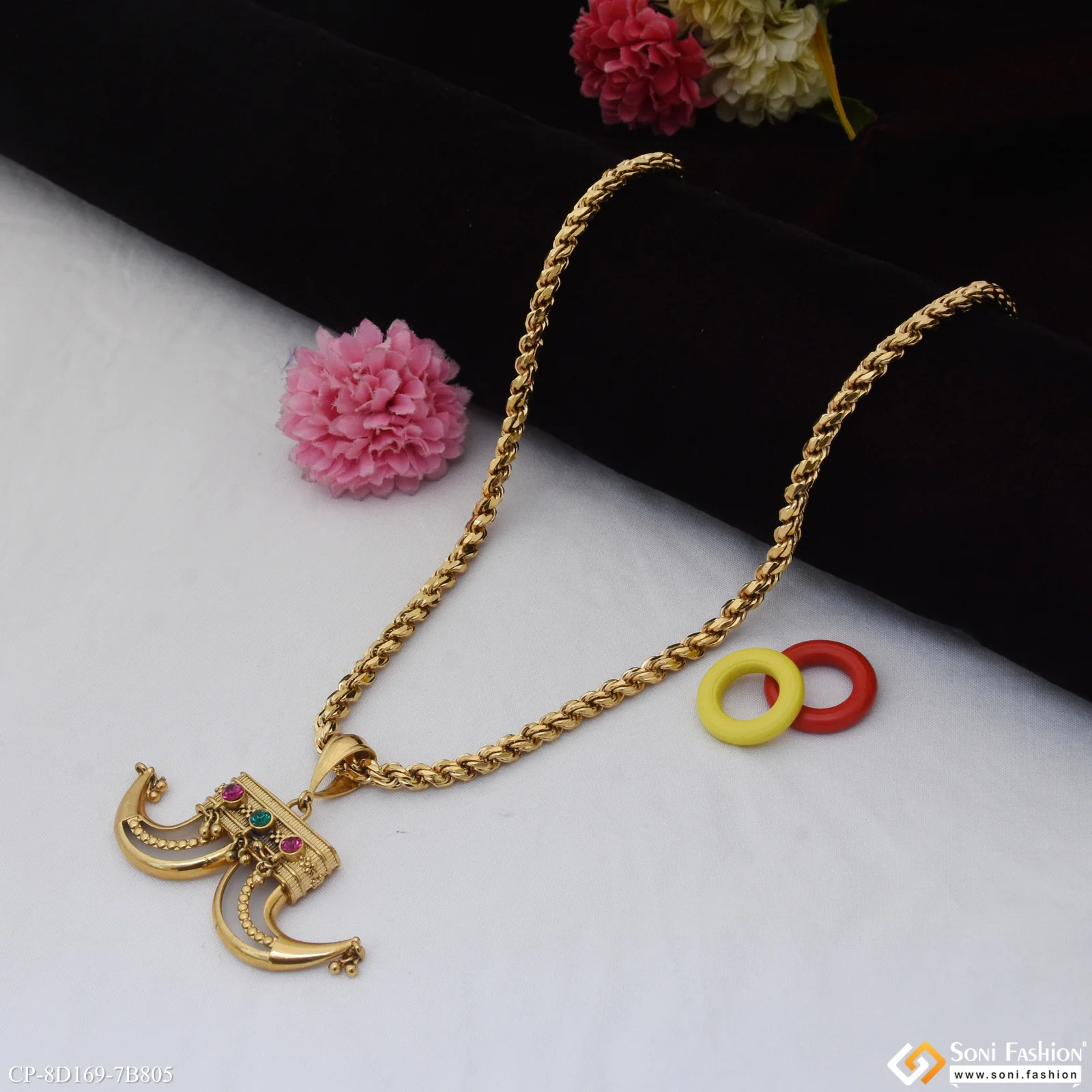 Dual Funky Design 18k Gold Plated Pendant With Chain for Men (CP-D169-B805) - Image 3