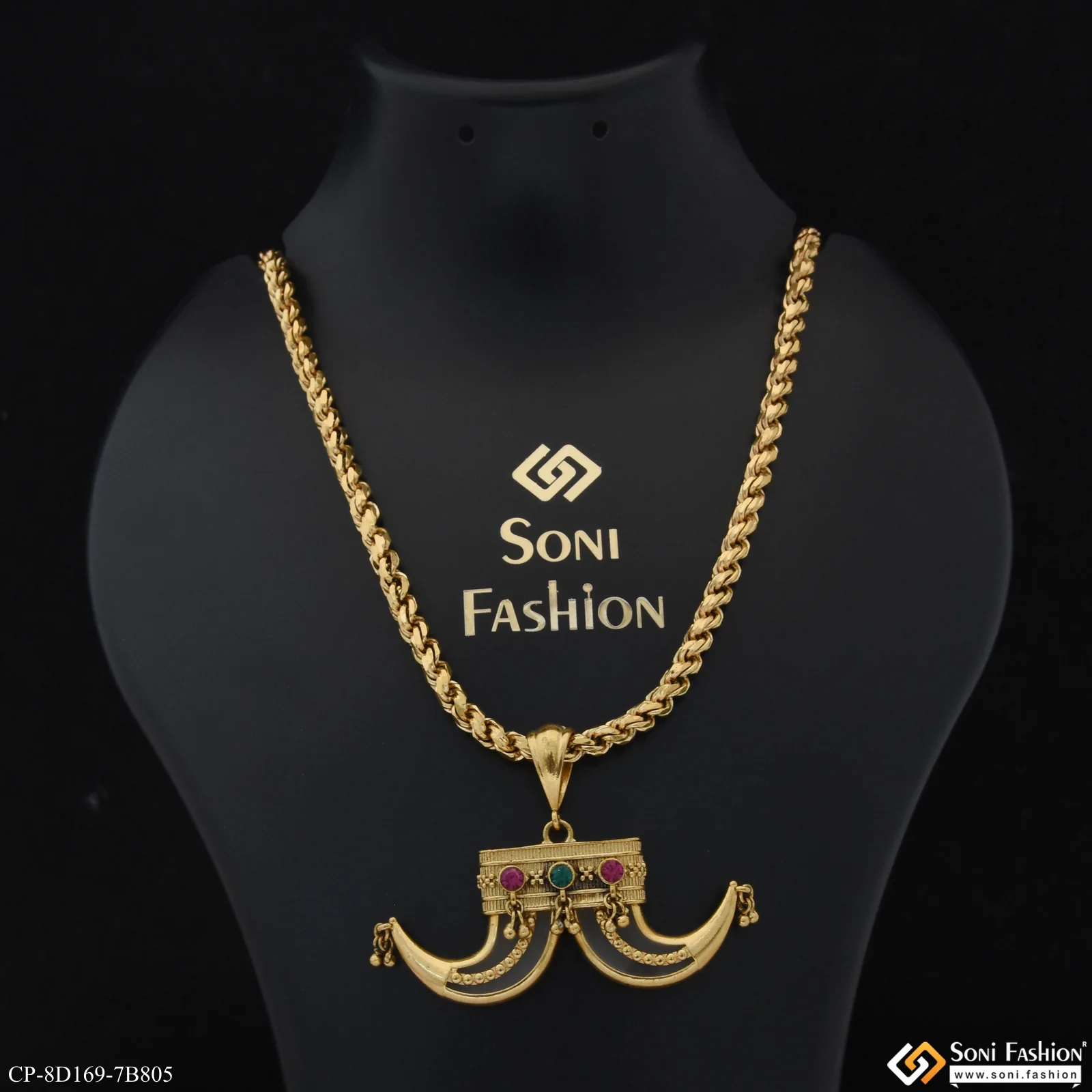 Dual Funky Design 18k Gold Plated Pendant With Chain for Men (CP-D169-B805) - Image 5