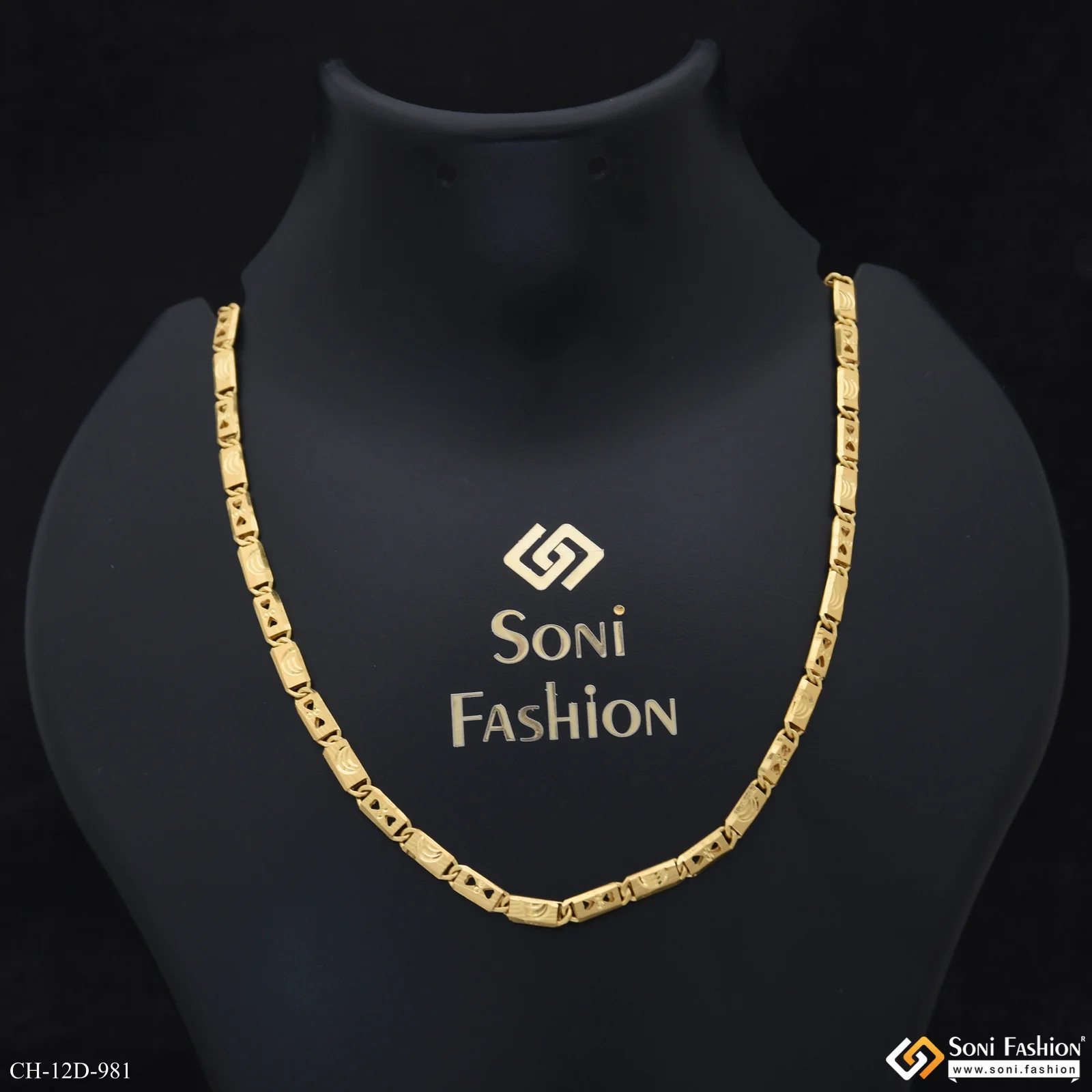 Dual Heart Design Gold Plated Nawabi Chain for Men - Style D981