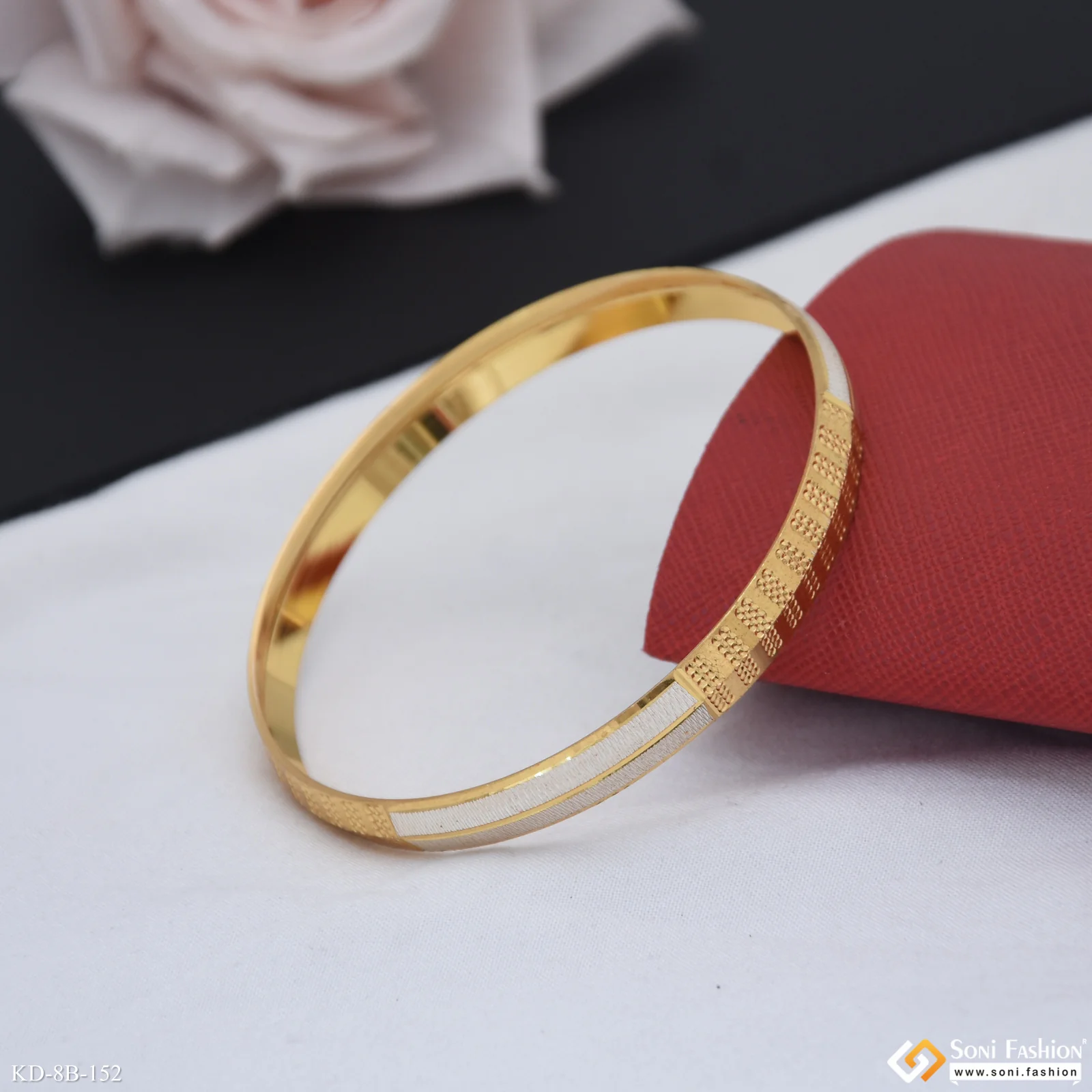 Dual Tone Latest Design Gold Plated Punjabi Kada for Men - Style B152 - Image 4