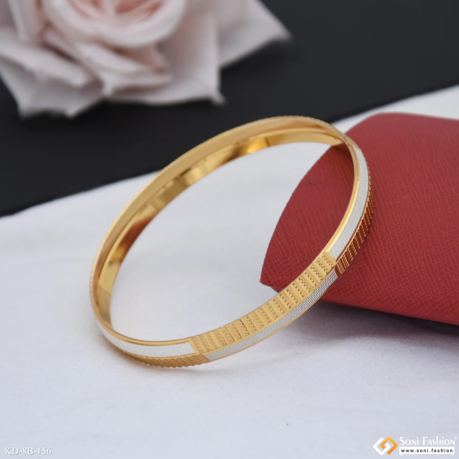 Dual Tone Latest Design Gold Plated Punjabi Kada for Men - Style B156 - Image 3