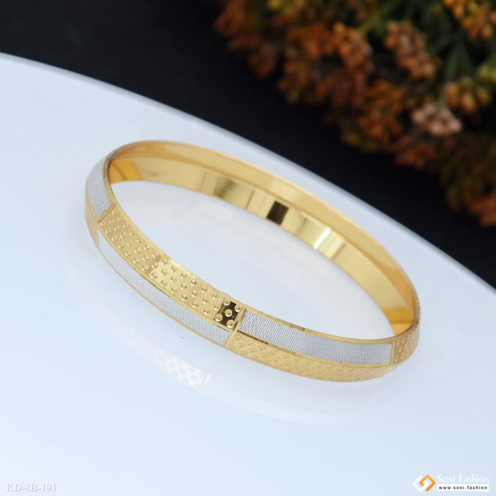 Dual Tone Latest Design Gold Plated Punjabi Kada for Men - Style B191 - Image 3