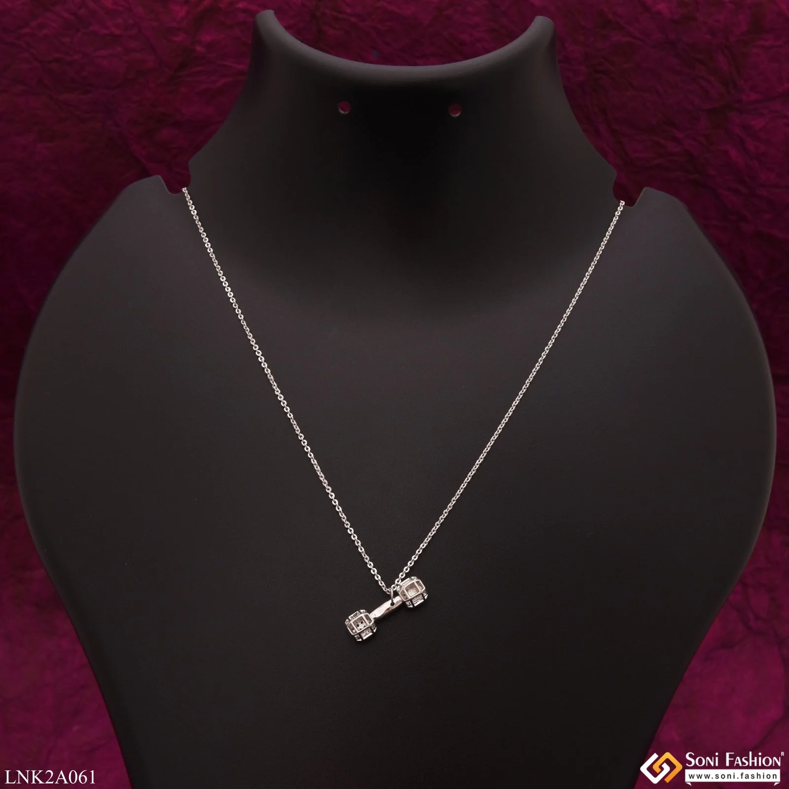 Dumble With Diamond New Style Silver Color Necklace For Lady - Style Lnka061 - Image 3