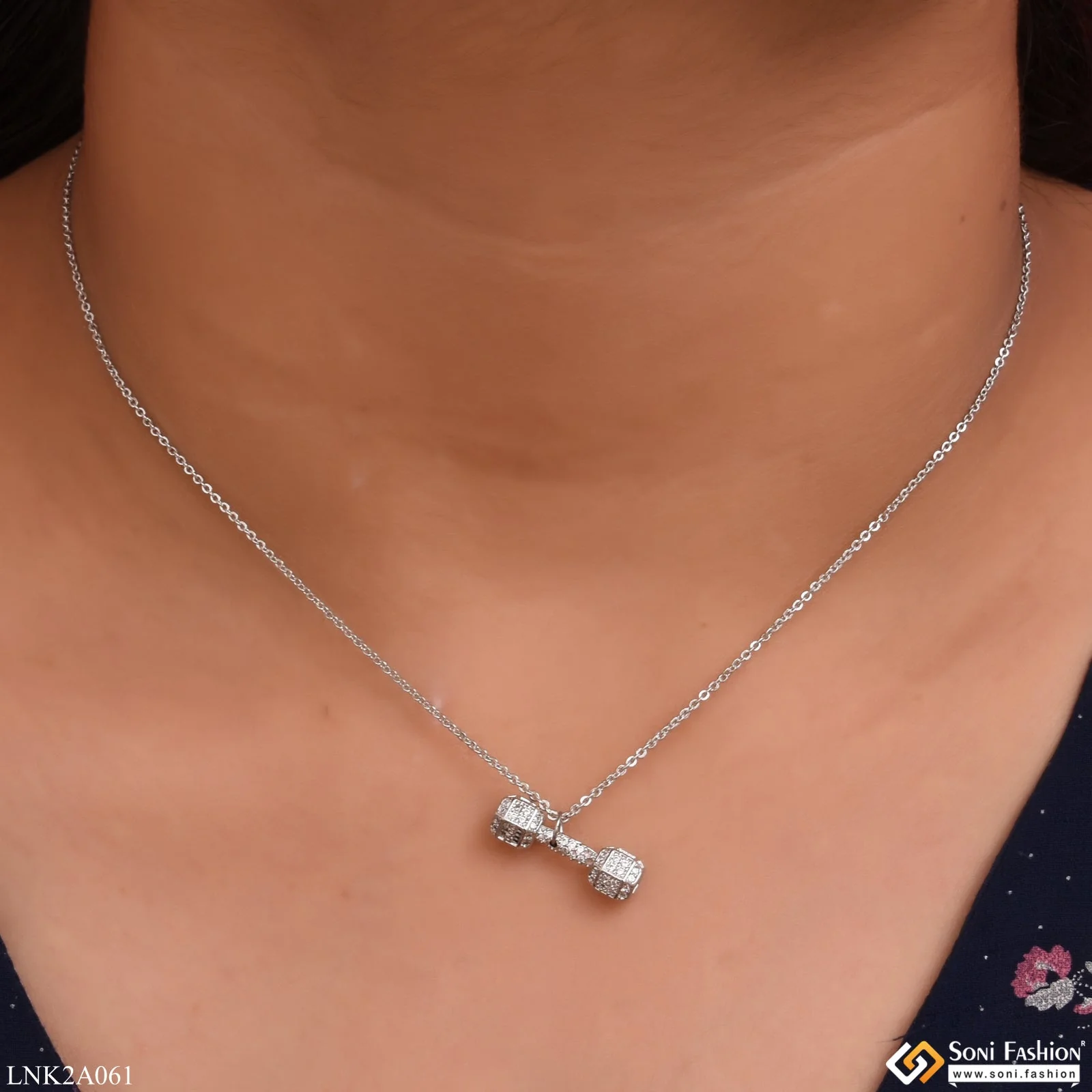 Dumble With Diamond New Style Silver Color Necklace For Lady - Style Lnka061 - Image 7