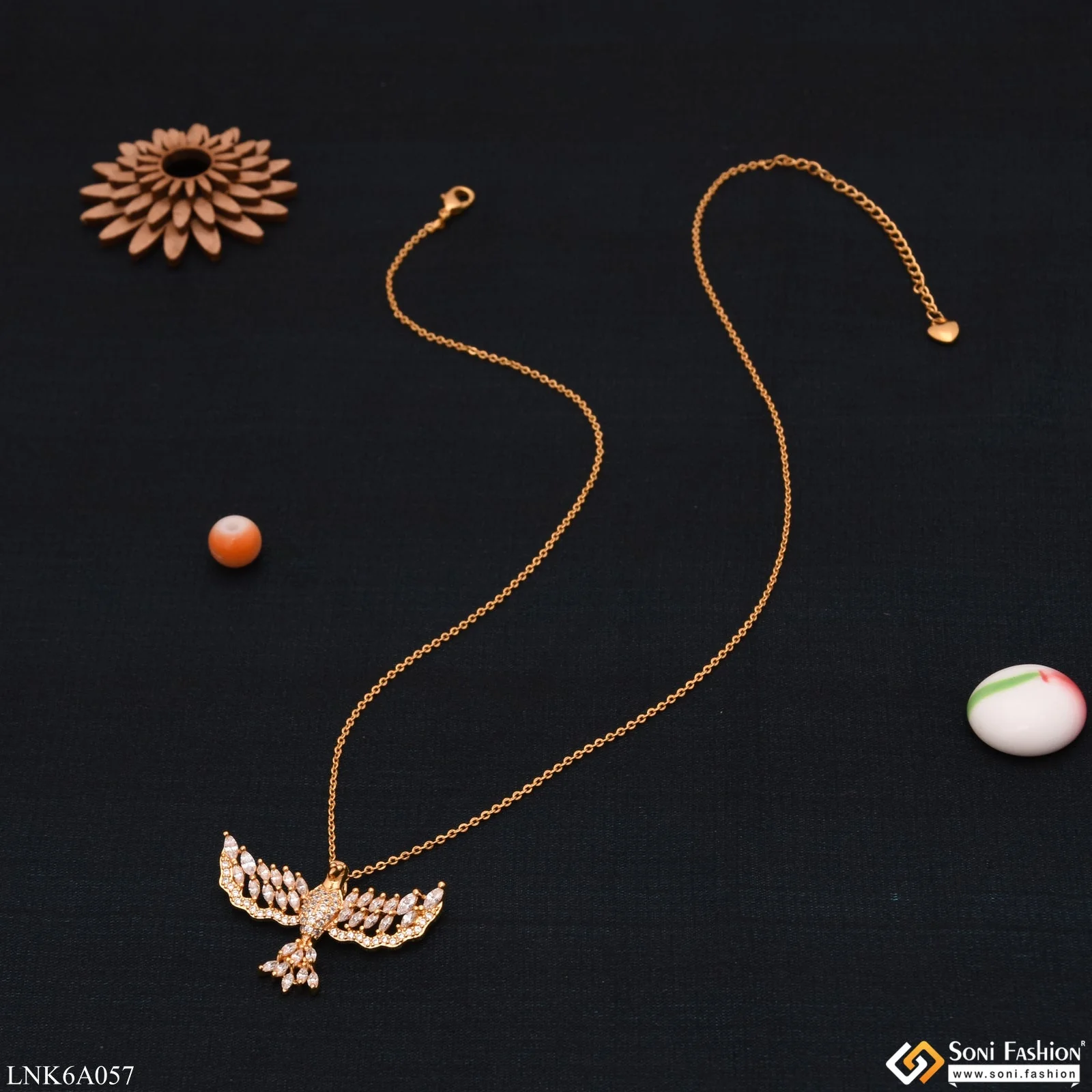 Eagle With Diamond Funky Design Golden Color Necklace For Women - Style Lnka057 - Image 5