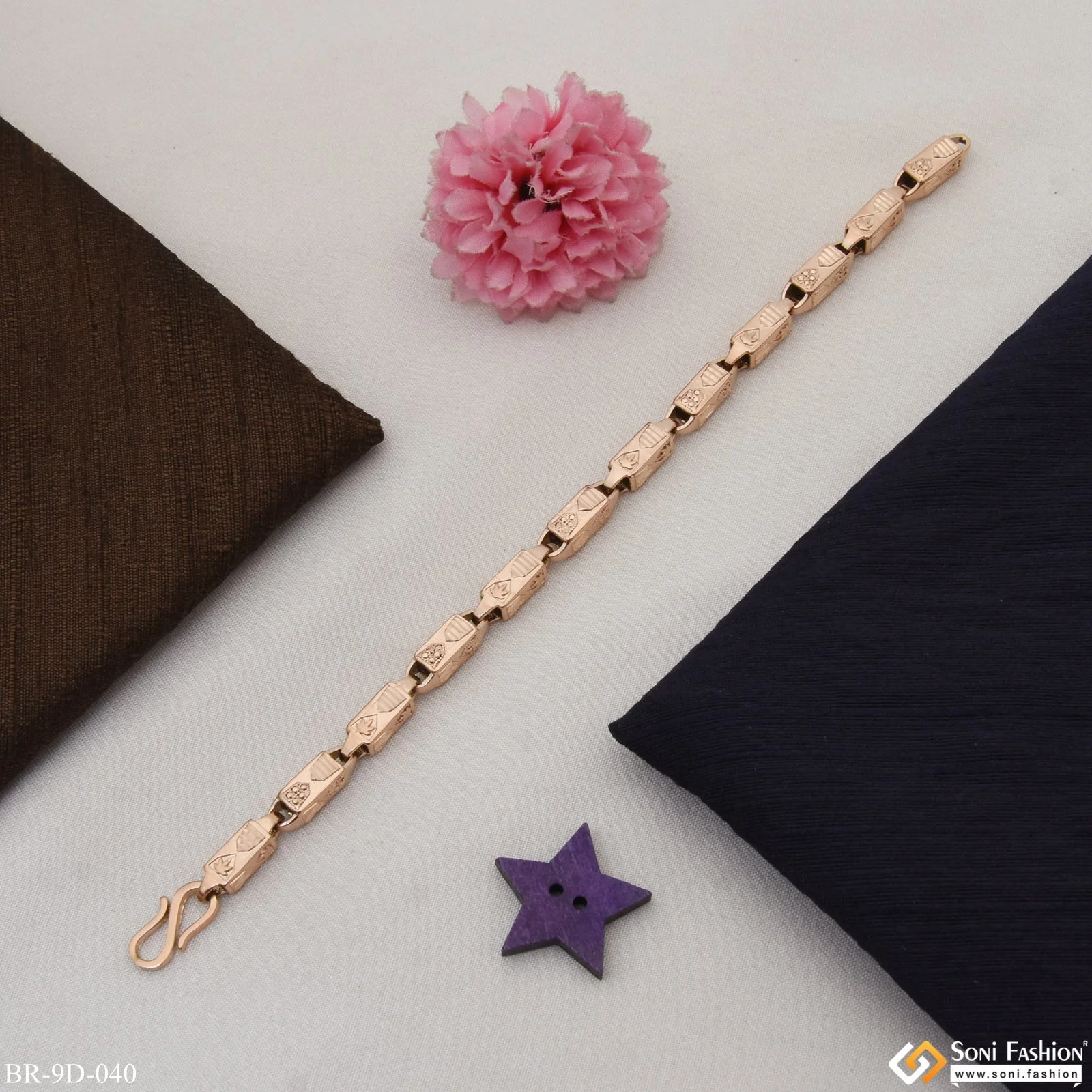Elegant Design Funky Design Rose Gold Color Bracelet for Men - Style D040 - Image 2