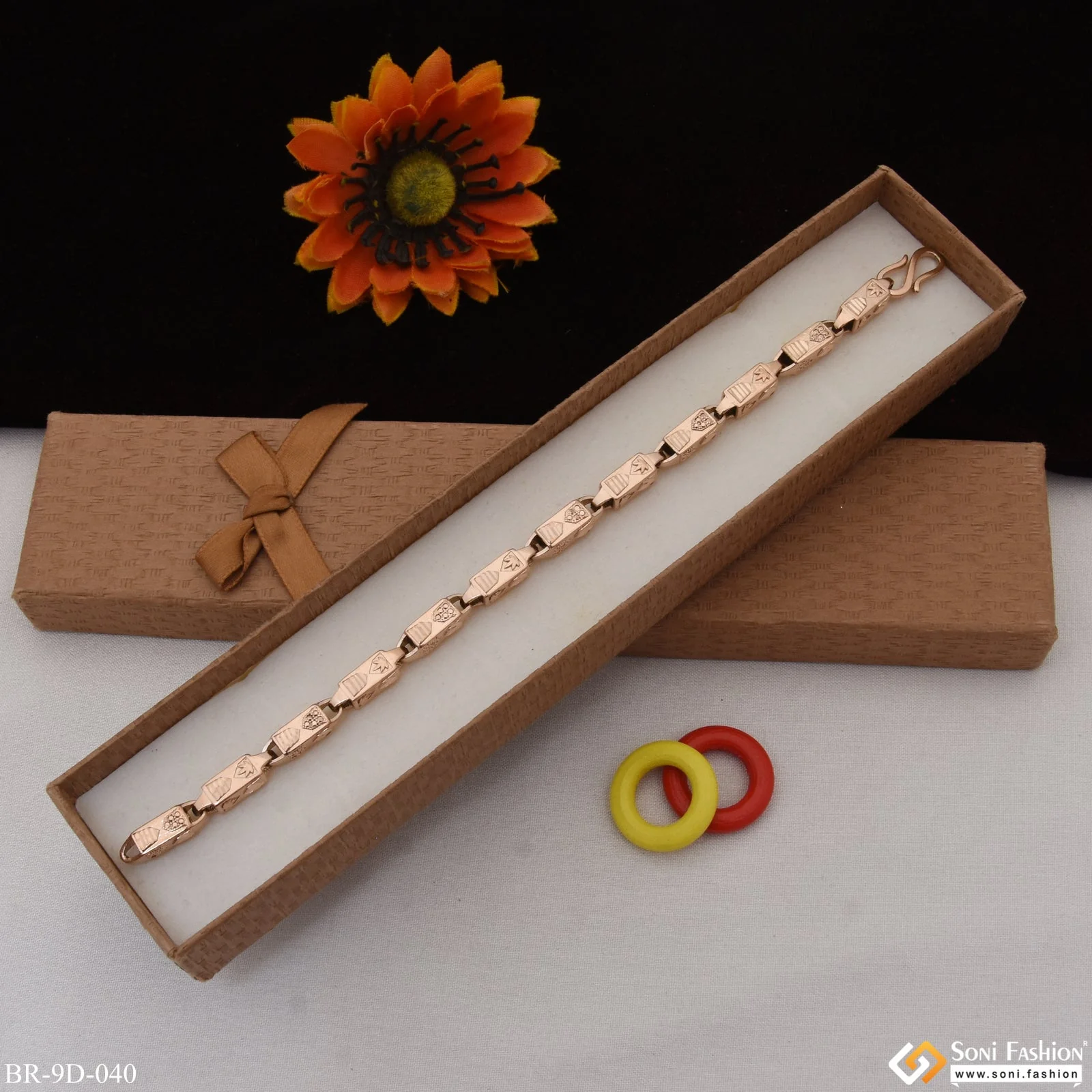 Elegant Design Funky Design Rose Gold Color Bracelet for Men - Style D040 - Image 3