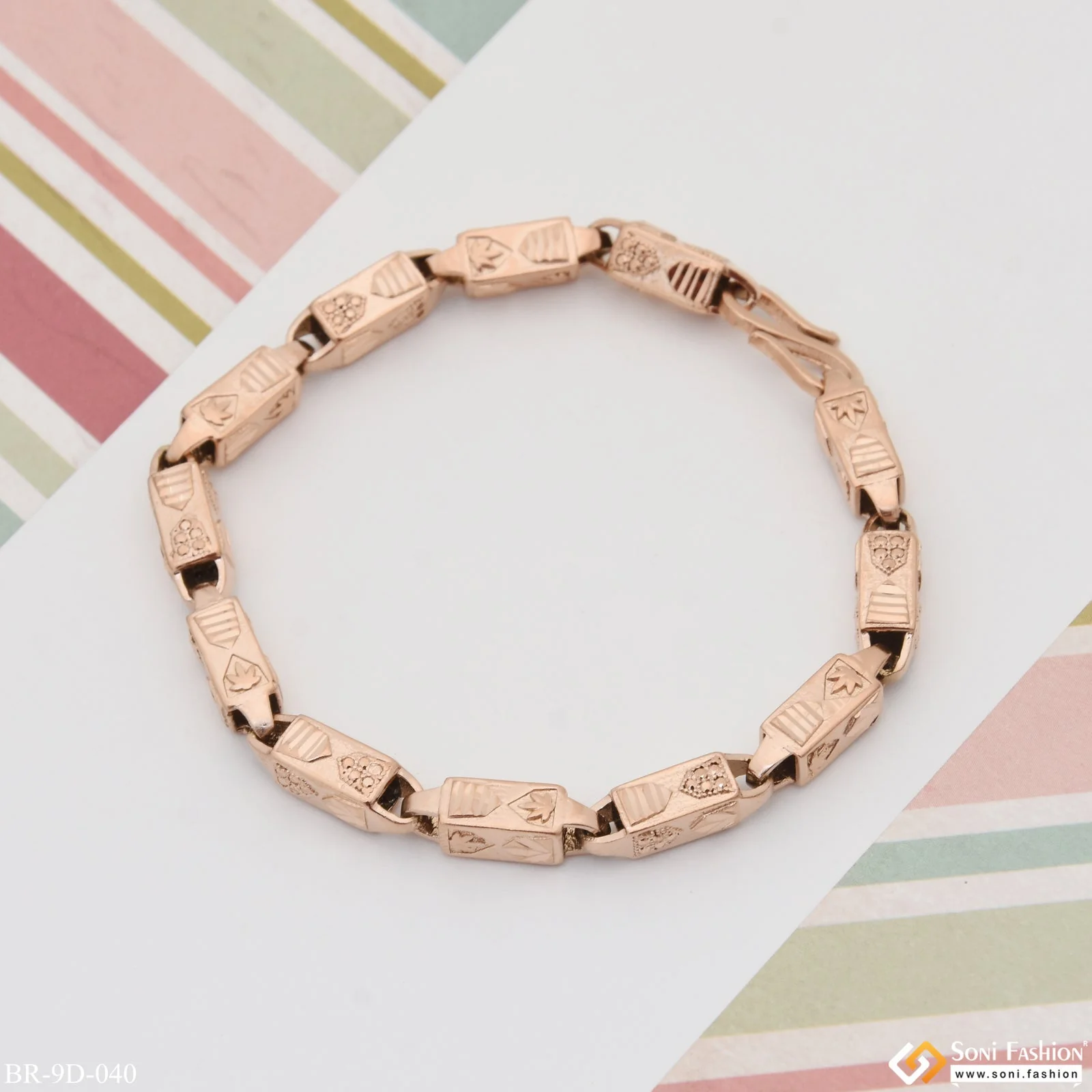 Elegant Design Funky Design Rose Gold Color Bracelet for Men - Style D040 - Image 4