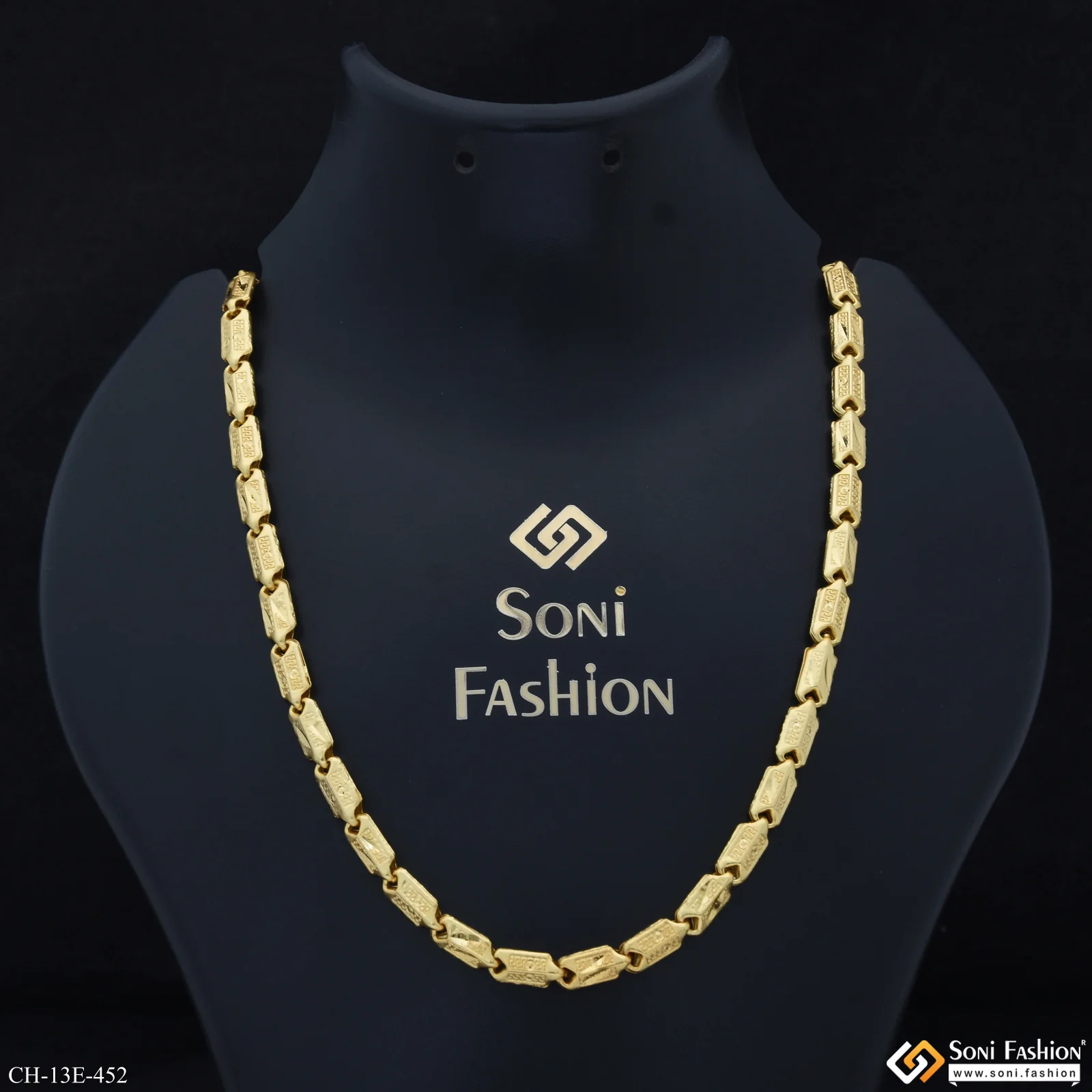 Etched Design High-Quality Gold Plated Chain for Men - Style E452
