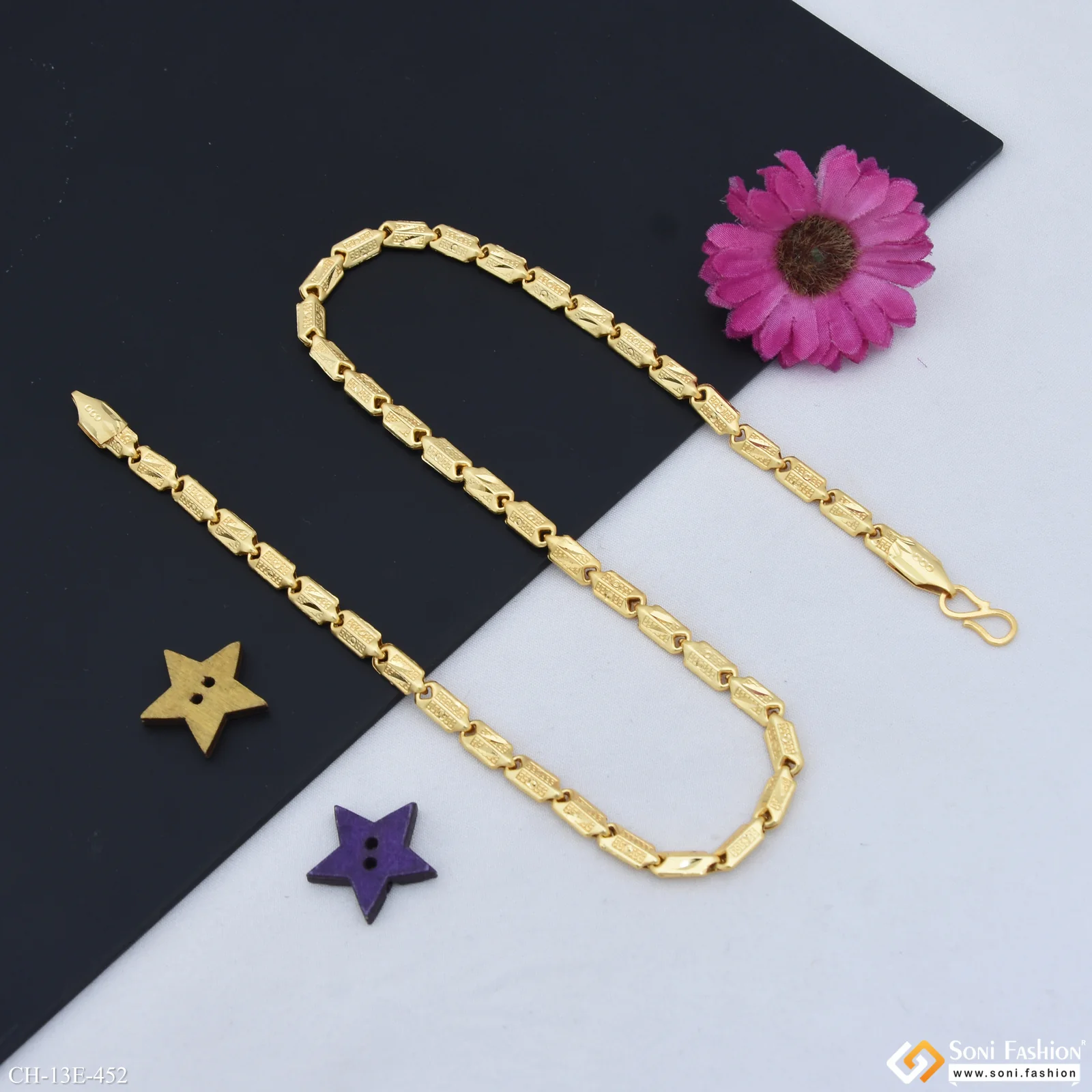 Etched Design High-Quality Gold Plated Chain for Men - Style E452 - Image 4