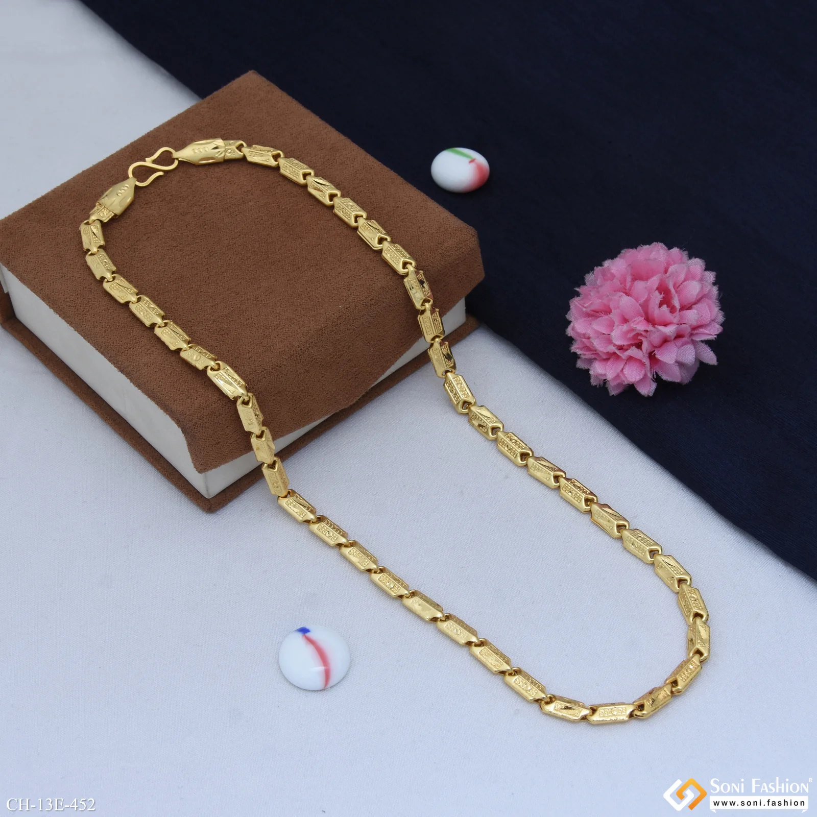 Etched Design High-Quality Gold Plated Chain for Men - Style E452 - Image 5