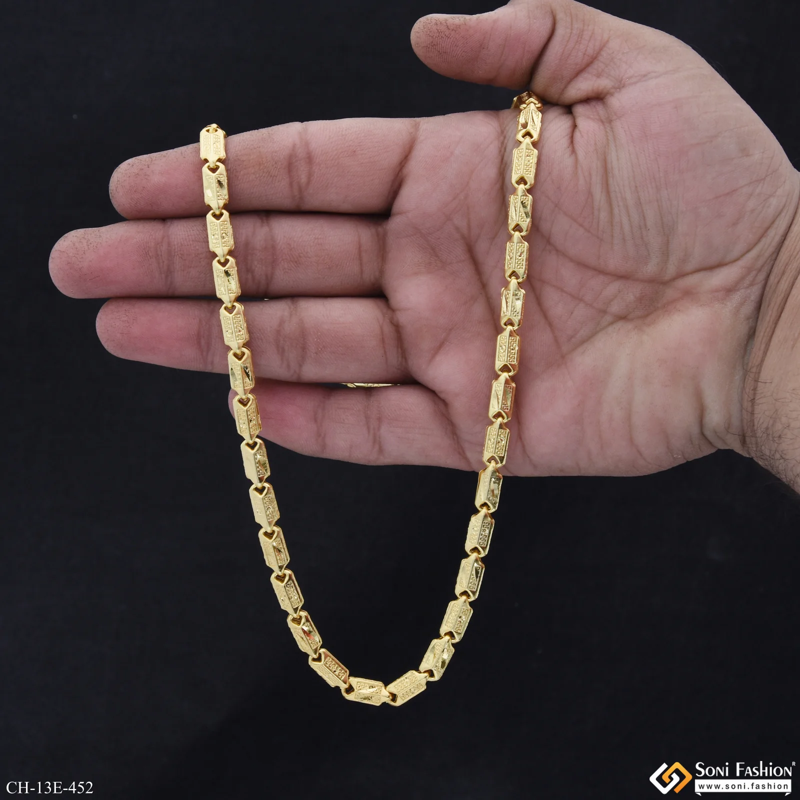 Etched Design High-Quality Gold Plated Chain for Men - Style E452 - Image 6