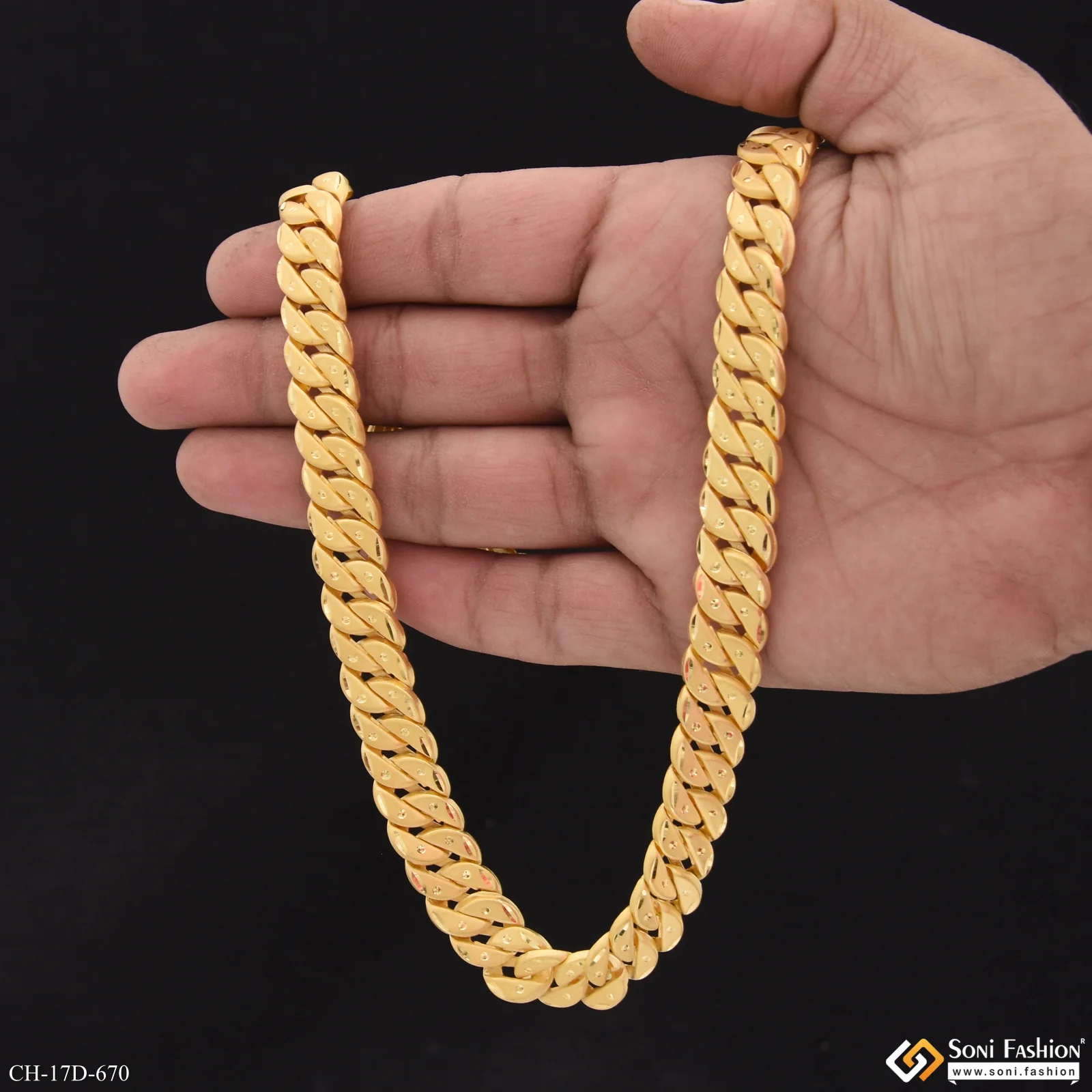 Etched Design High-Quality Gold Plated Pokal Chain for Men - Style D670 - Image 2