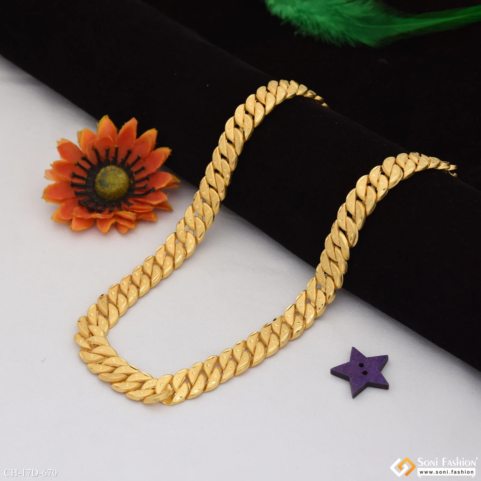 Etched Design High-Quality Gold Plated Pokal Chain for Men - Style D670 - Image 3
