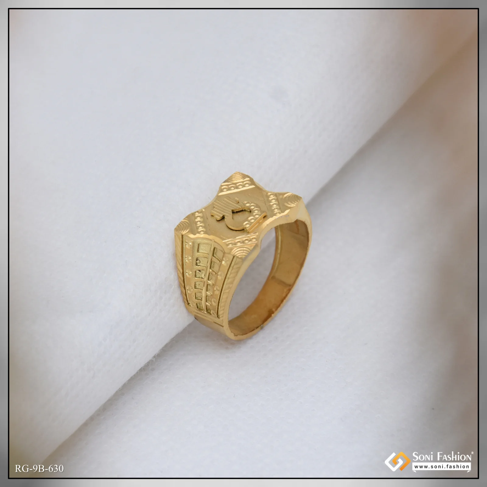 Etched Design High-Quality Gold Plated Ring for Men - Style B630 - Image 5