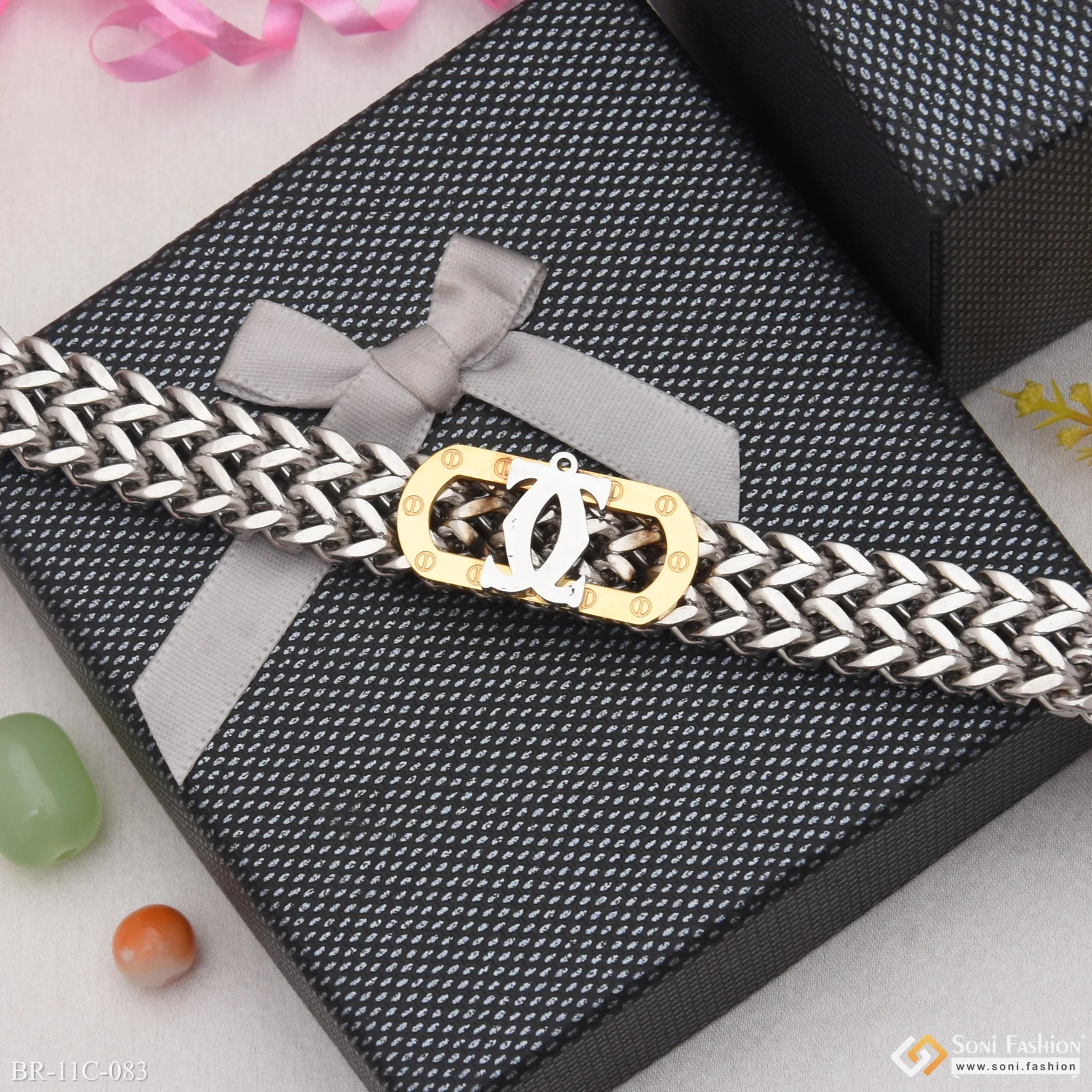 Etched Design High-Quality Golden & Silver Color Bracelet for Men - Style C083 - Image 5