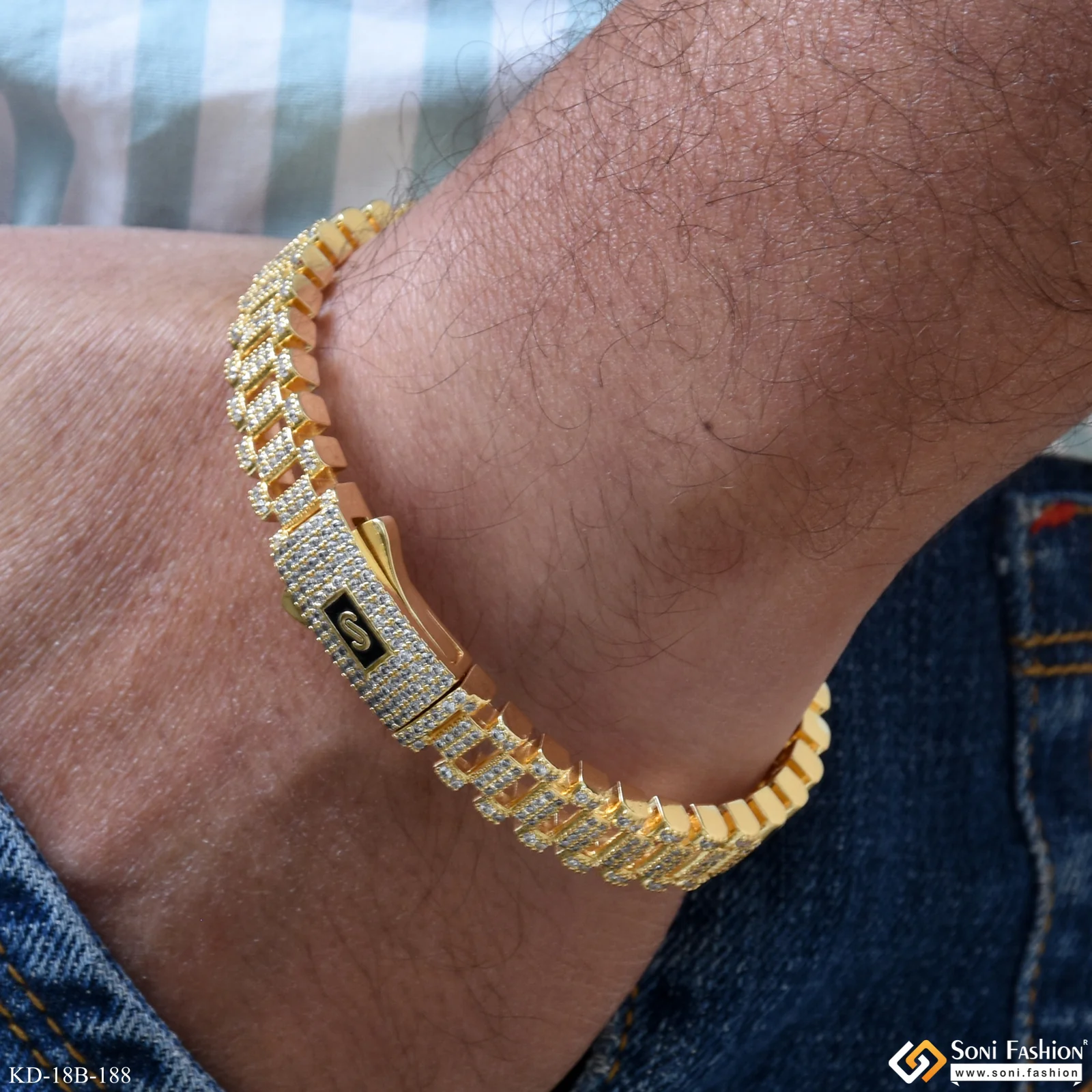 Excellent Design 18K Gold Plated Kada for Men - Style B188