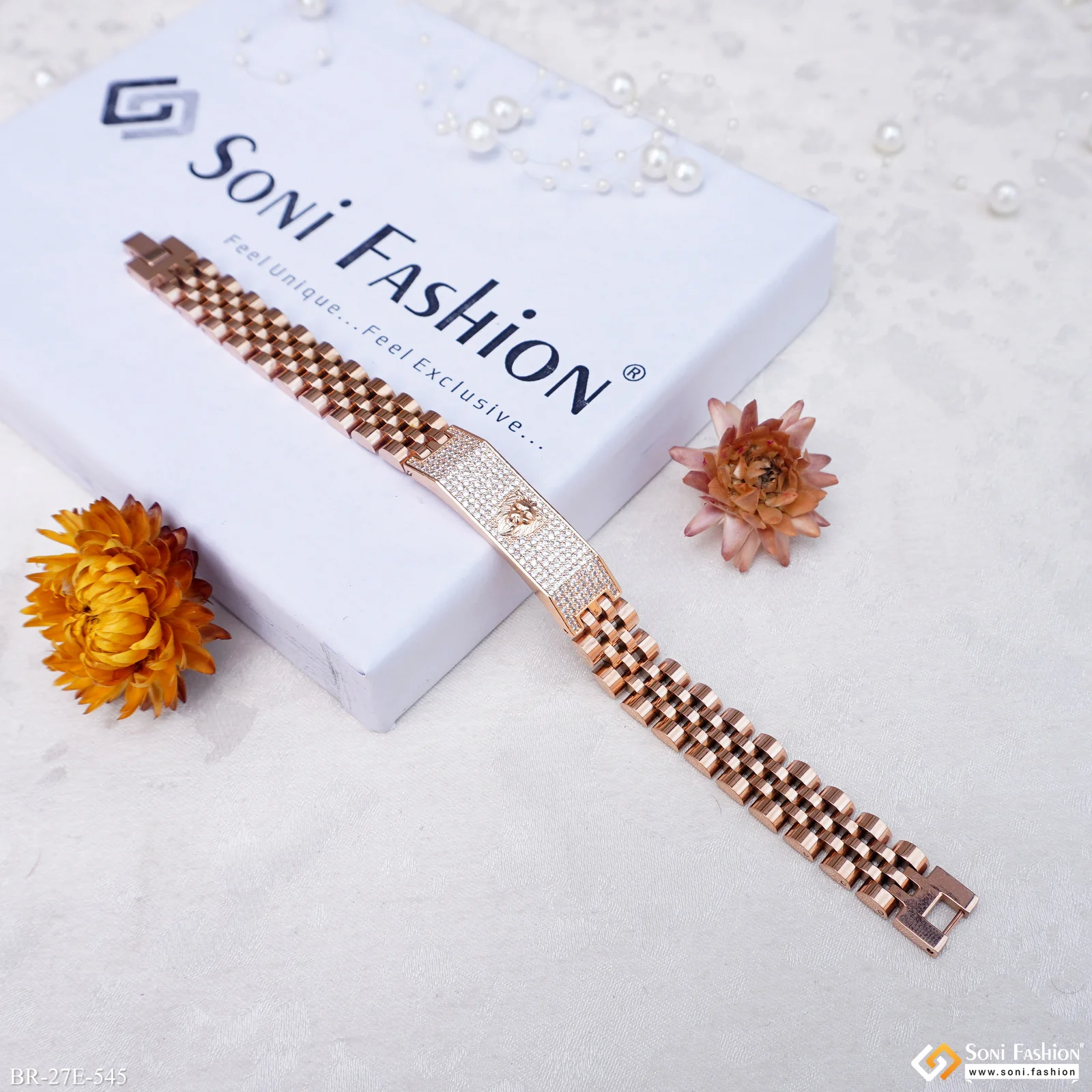 Excellent Design 18k Gold Plated Linked Bracelet for Men - Style D545 - Image 4