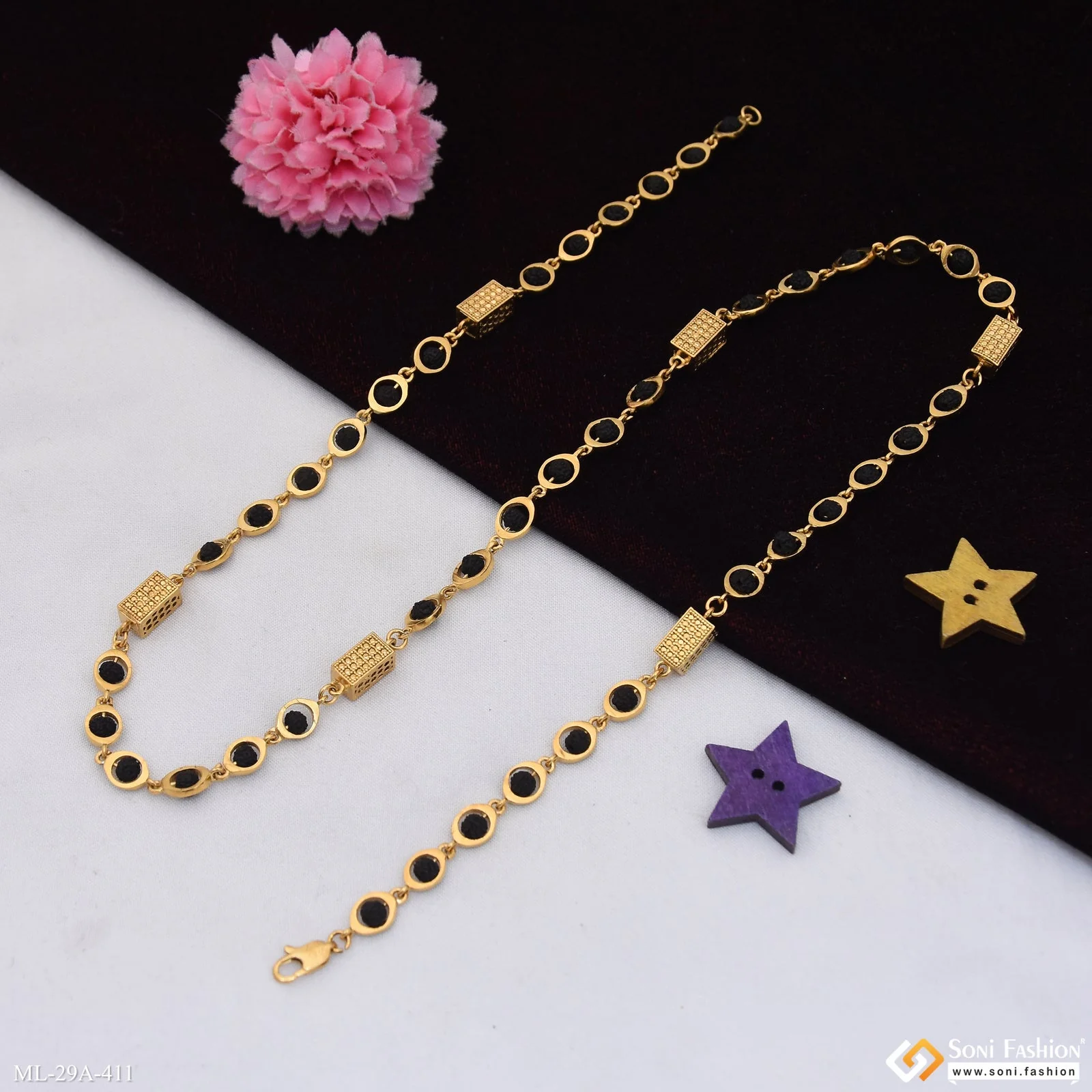 Excellent Design 18k Gold Plated Rudraksha Mala for Men - Style A411 - Image 5