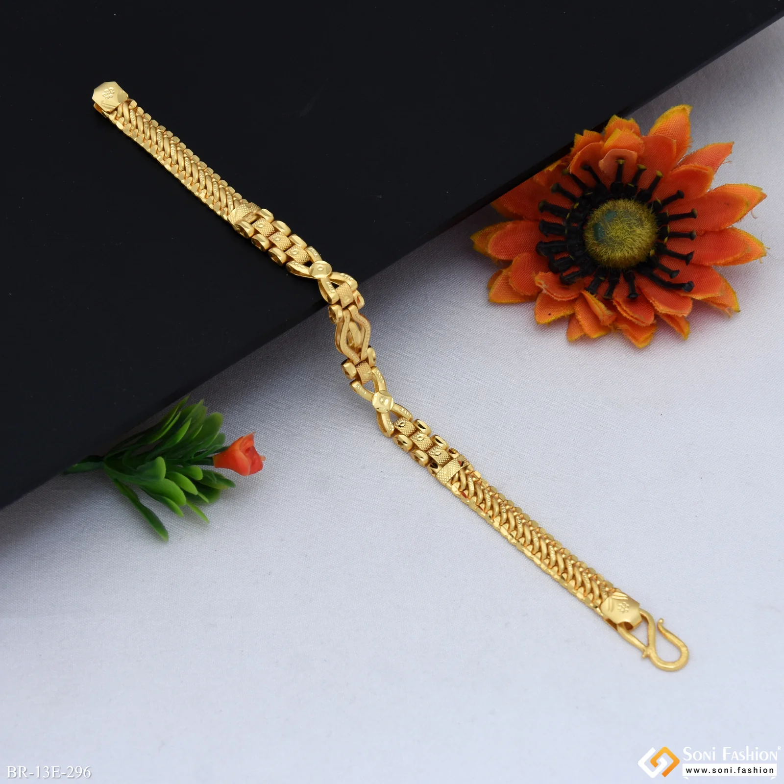 Excellent Design Gold Plated Box Bracelet for Men - Style E296 - Image 4