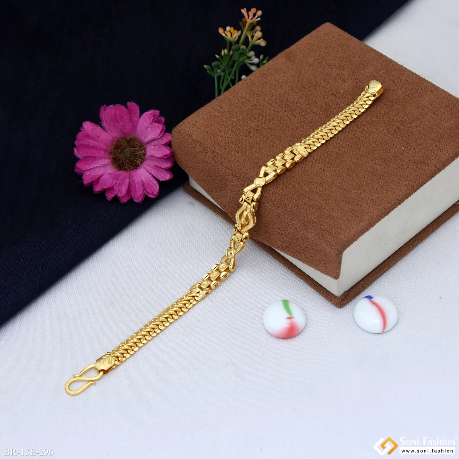 Excellent Design Gold Plated Box Bracelet for Men - Style E296 - Image 5