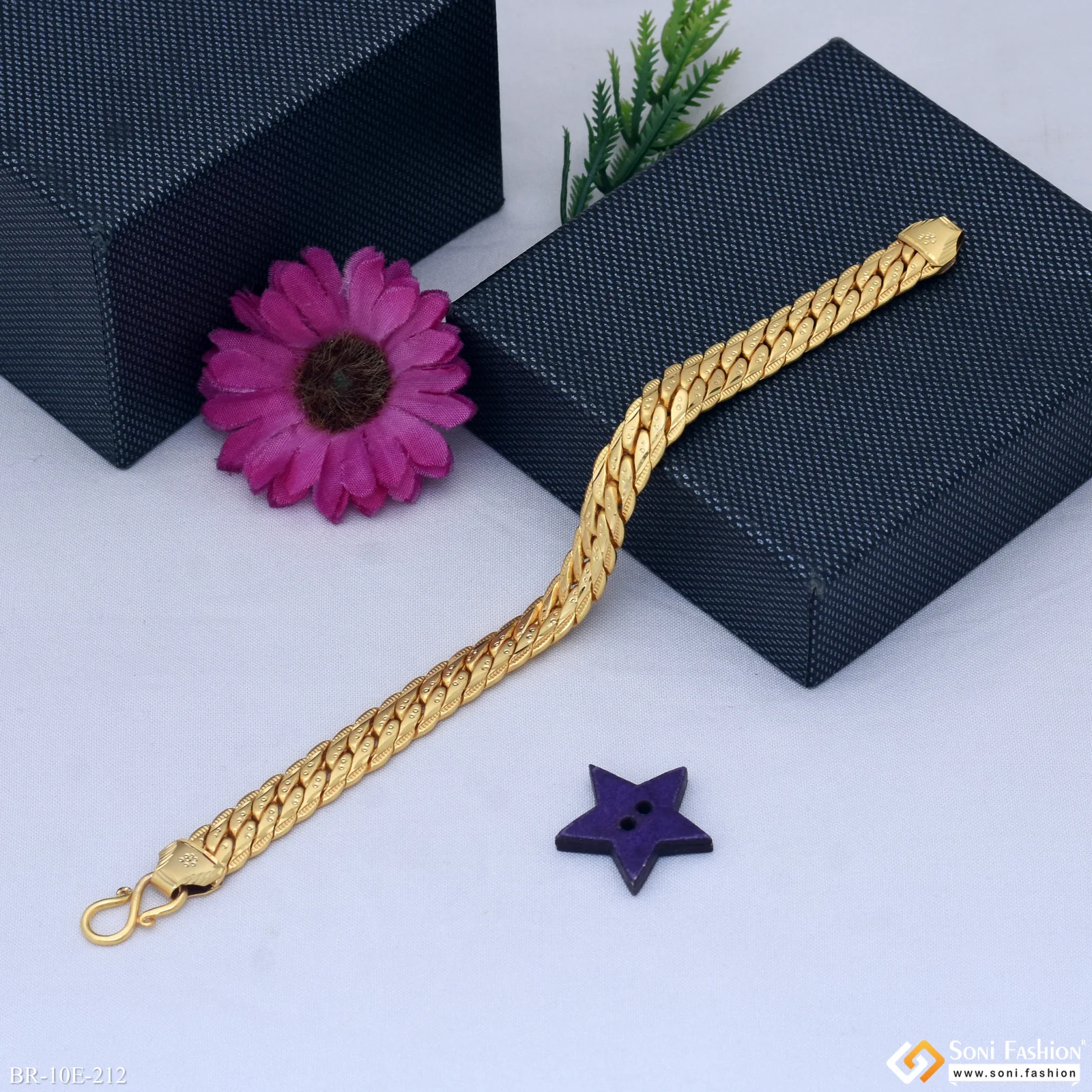 Excellent Design Gold Plated Bracelet for Men - Style E212 - Image 2