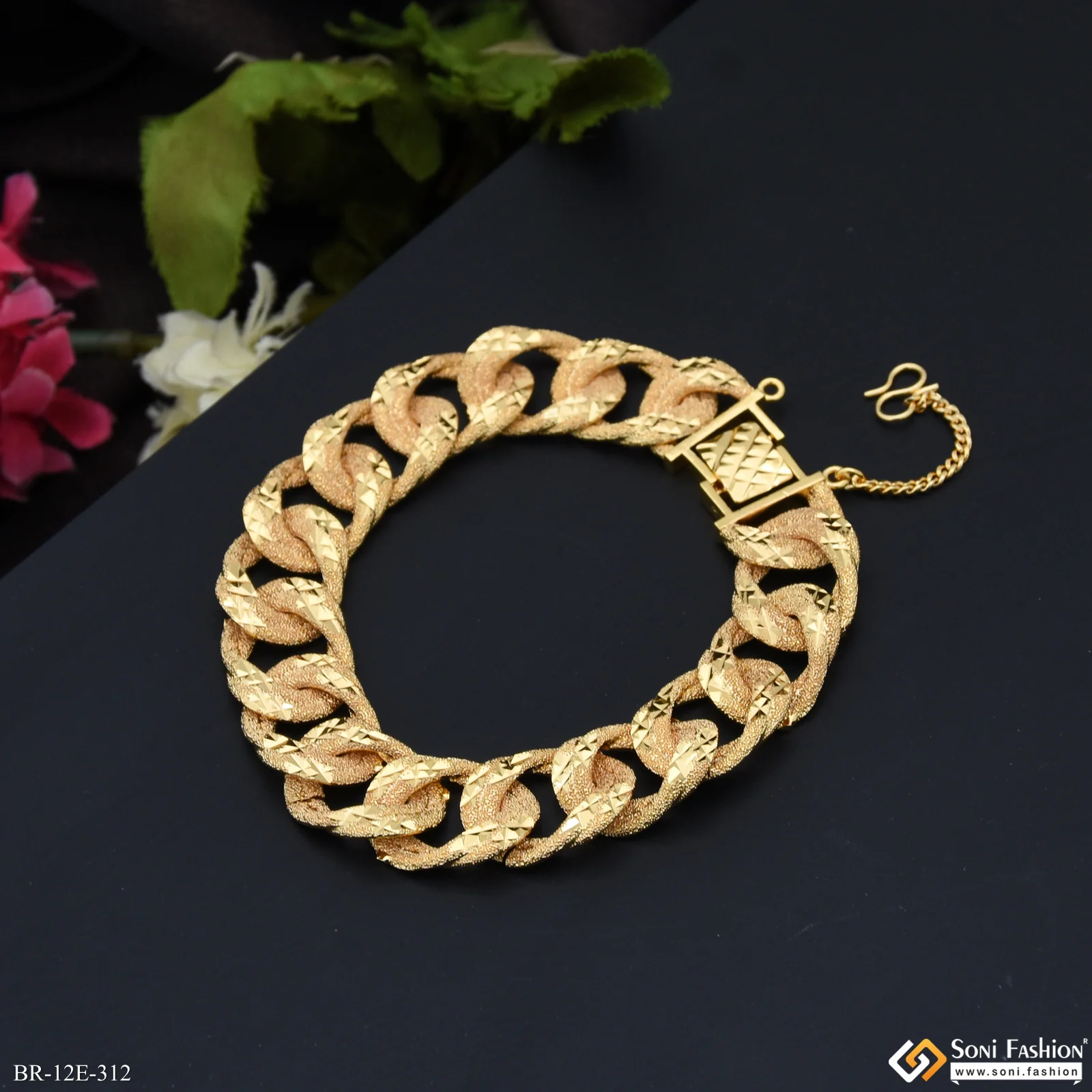 Excellent Design Gold Plated Bracelet for Men - Style E312 - Image 2