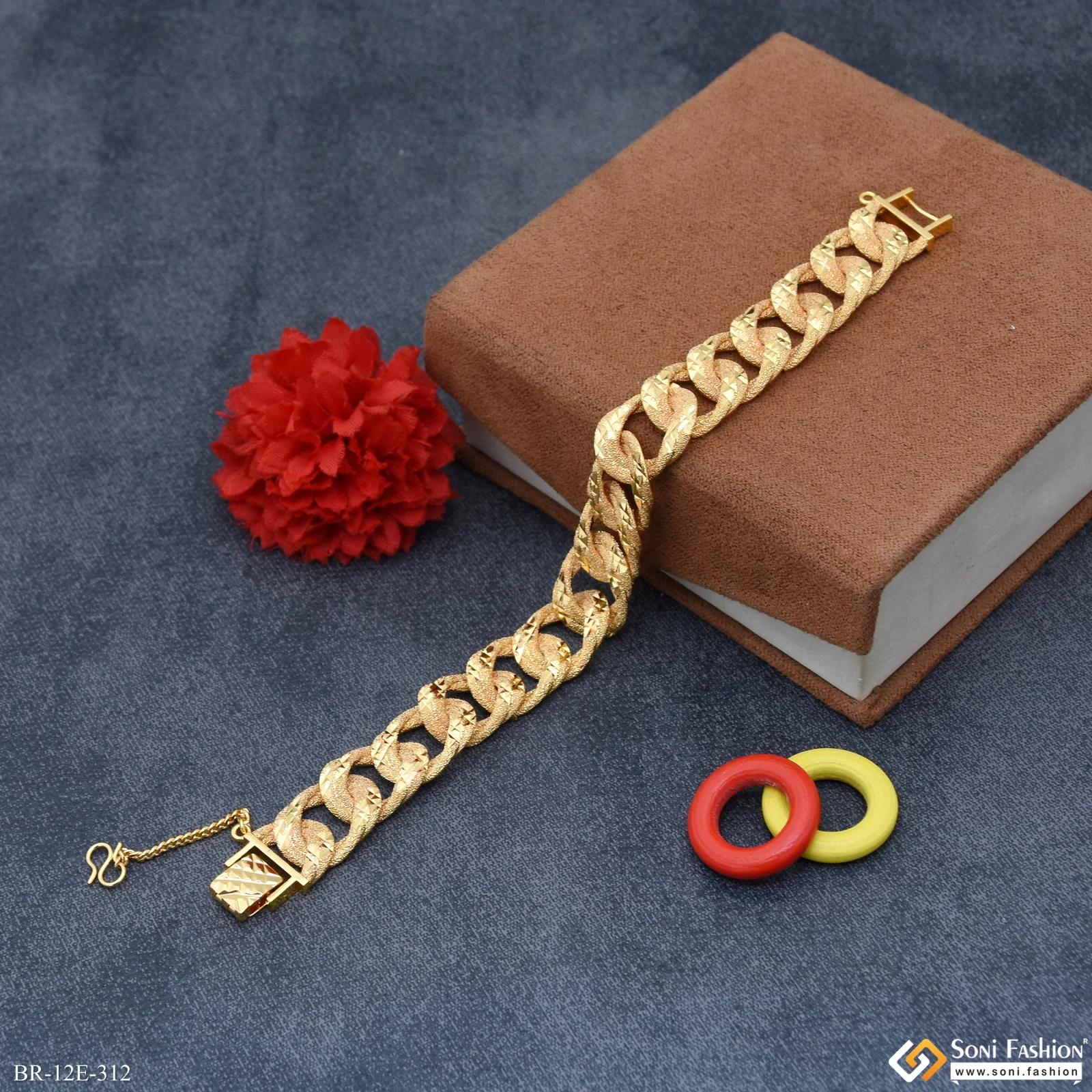 Excellent Design Gold Plated Bracelet for Men - Style E312 - Image 3