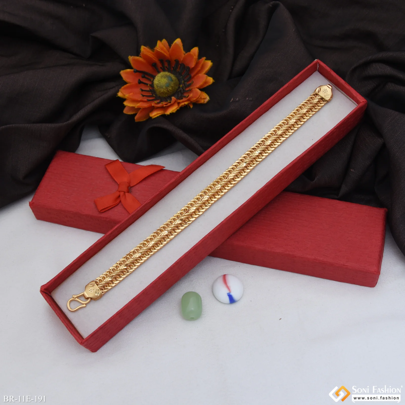 Excellent Design Gold Plated Link Bracelet for Men - Style E191 - Image 4