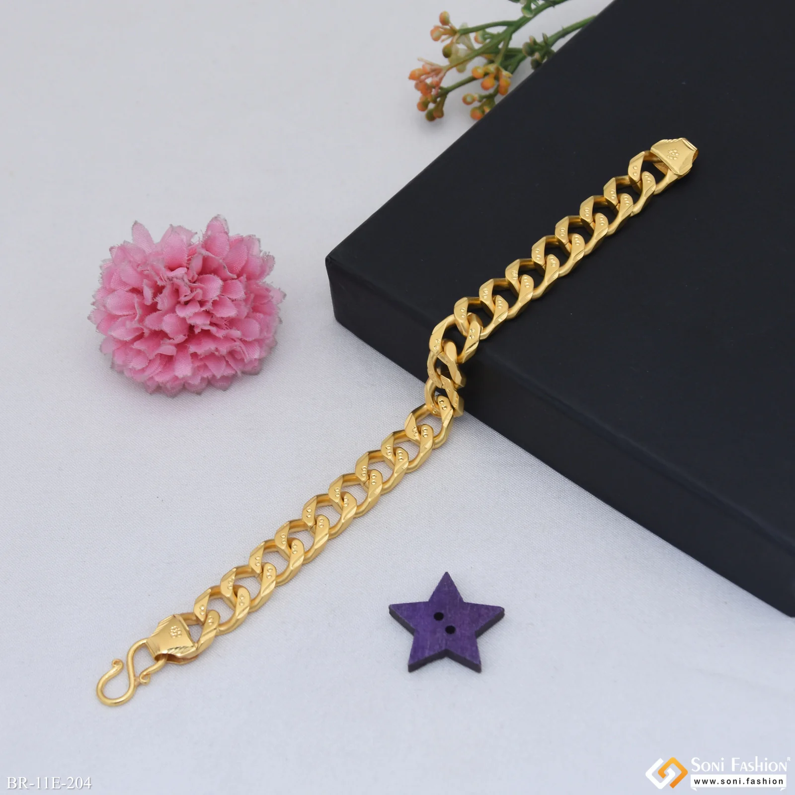 Excellent Design Gold Plated Link Bracelet for Men - Style E204 - Image 5